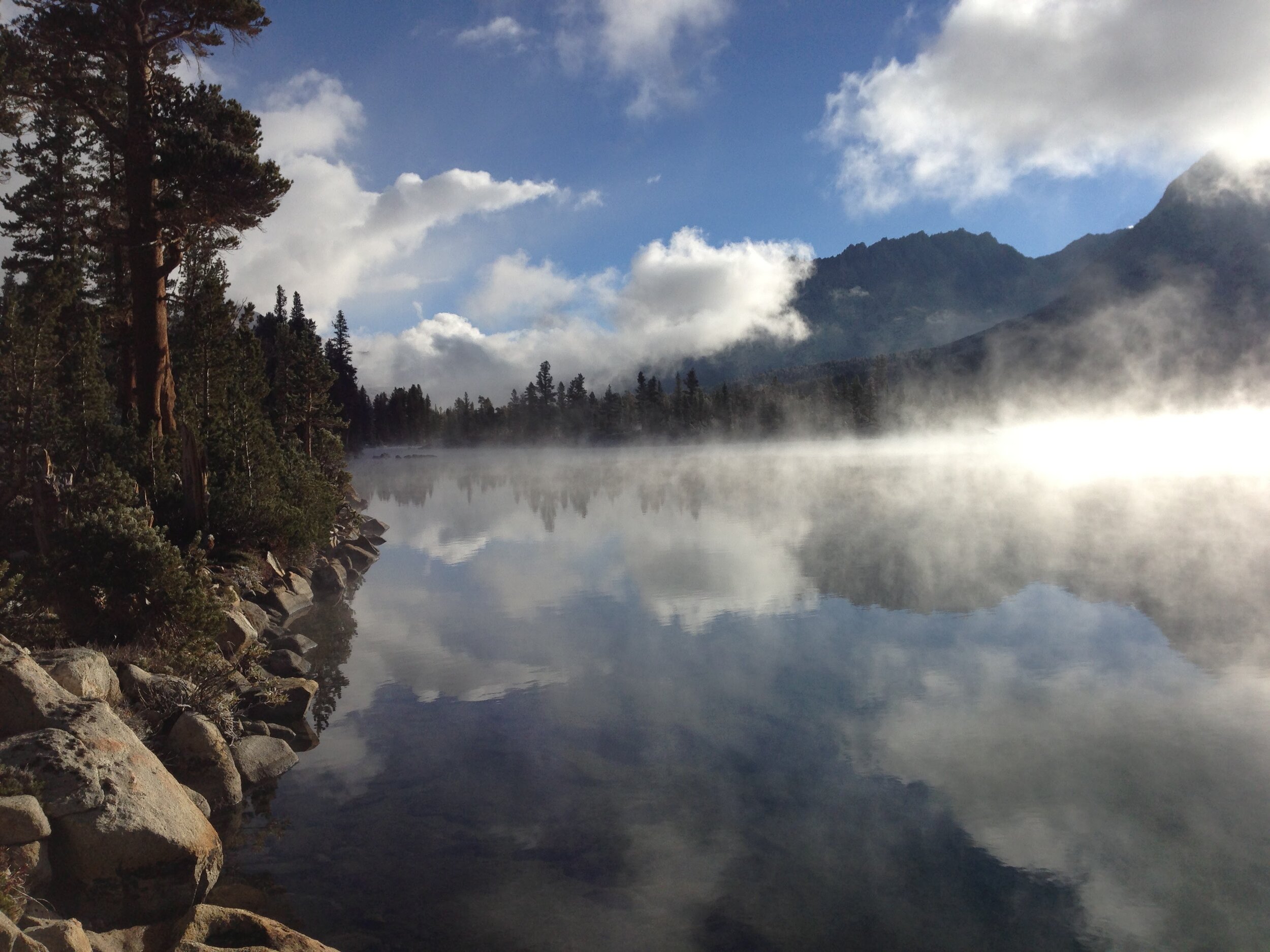 Steamfog rising from Bench Lake