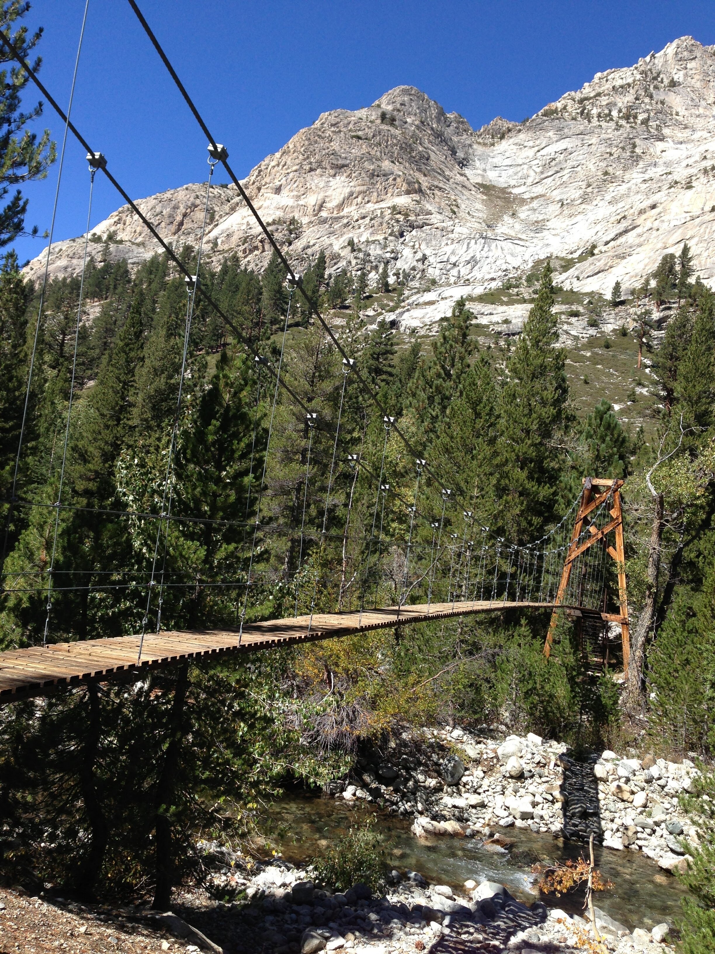 Woods Creek suspension bridge on the PCT/JMT
