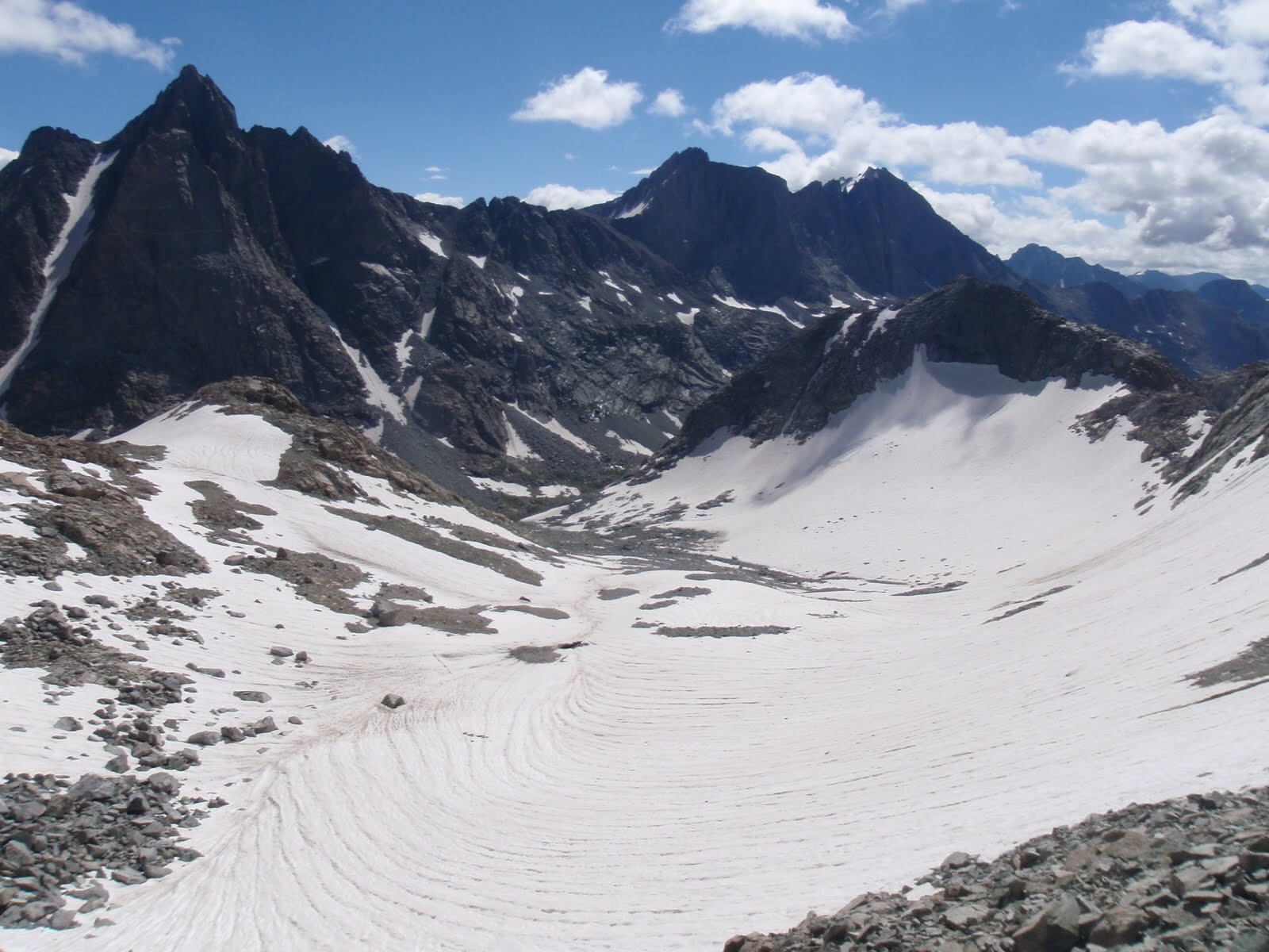 Twins Glacier, our descent into Titcomb Basin