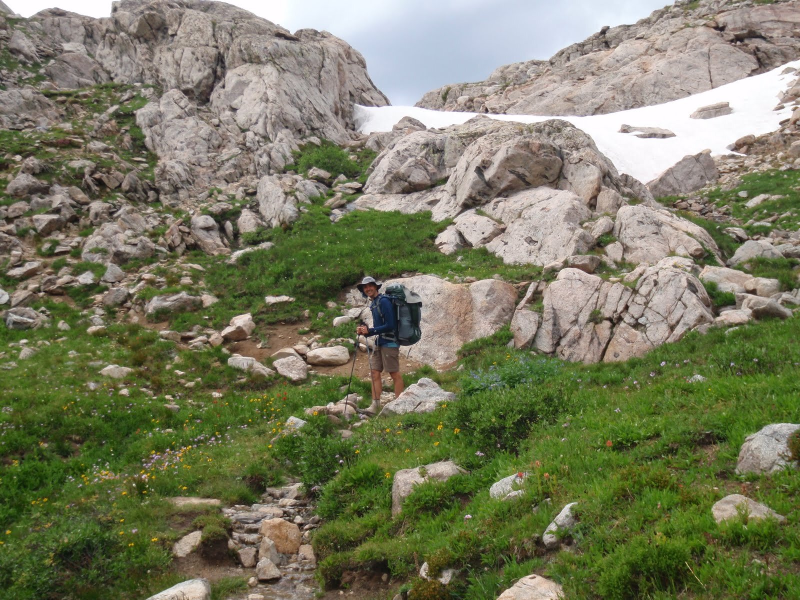 Trail becomes snowmelt creek