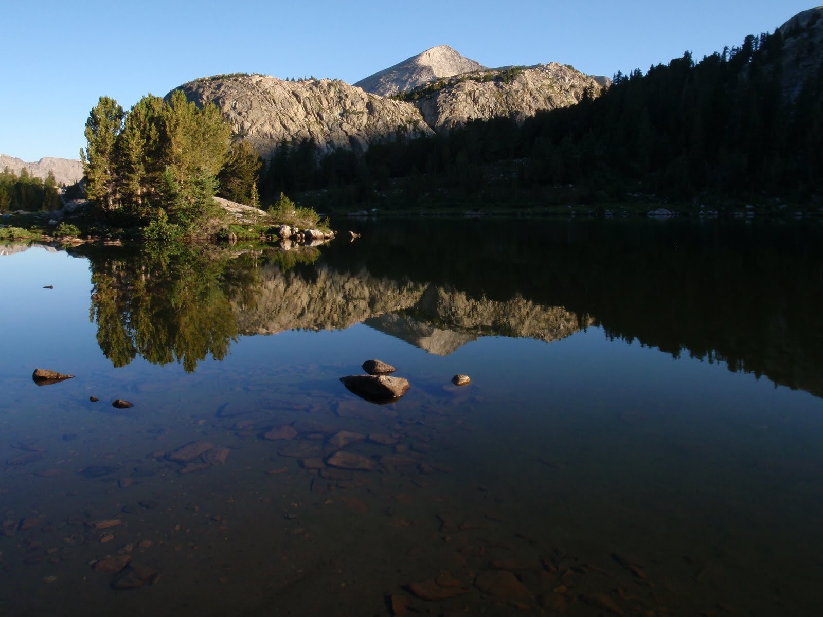 Day 6 Mt Victor reflected in lake lower Europe canyon mirror surface horiz.JPG
