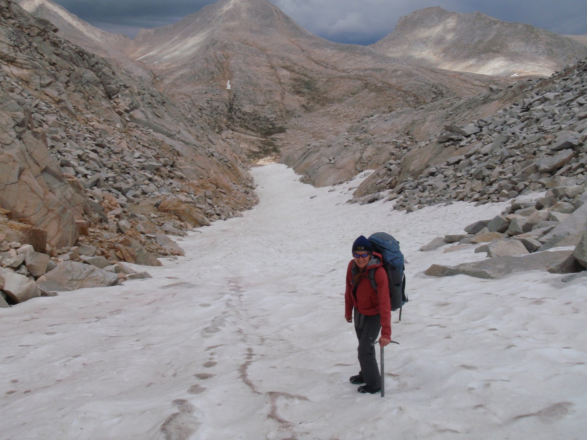 Starting east descent upper Ruskie Pass