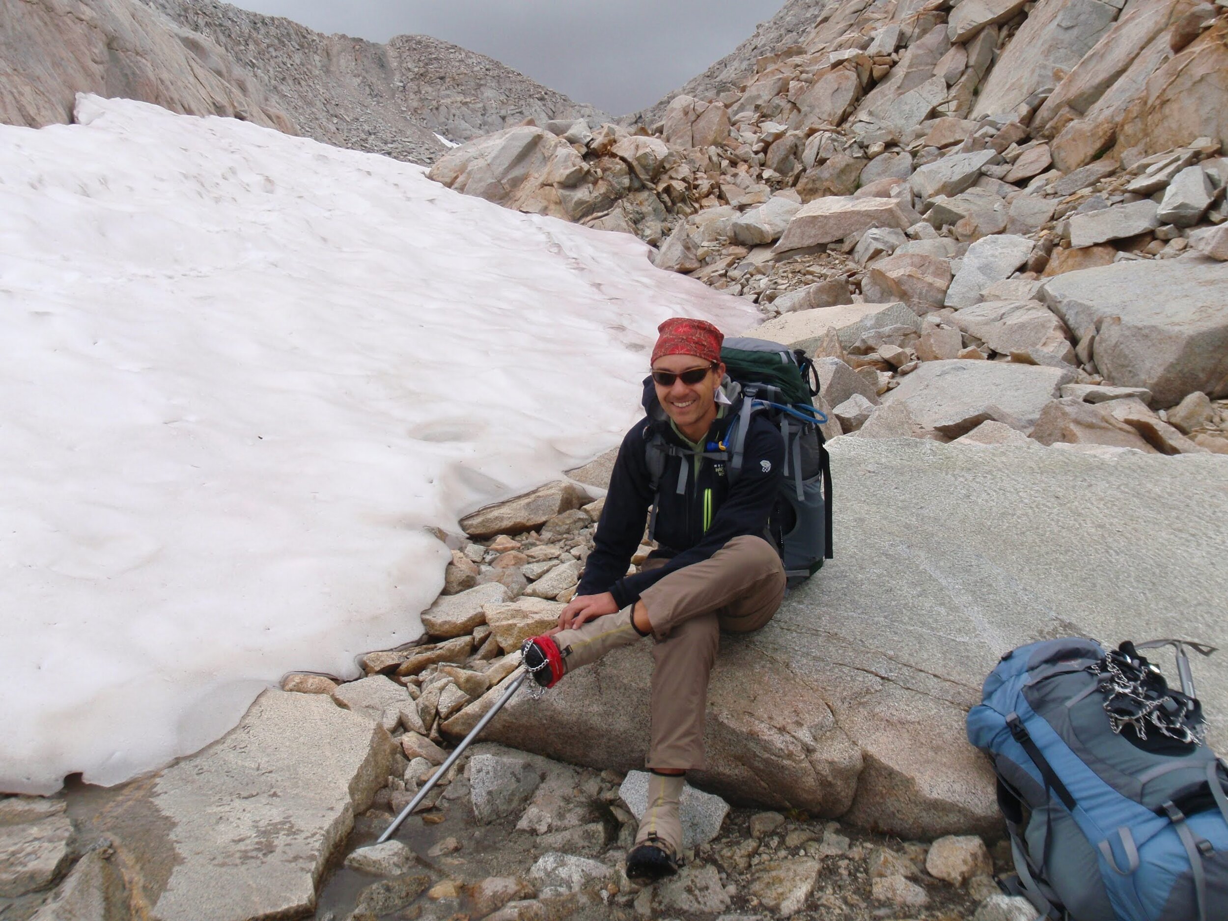 Bottom of snowfield, Ruskie Pass (east side)