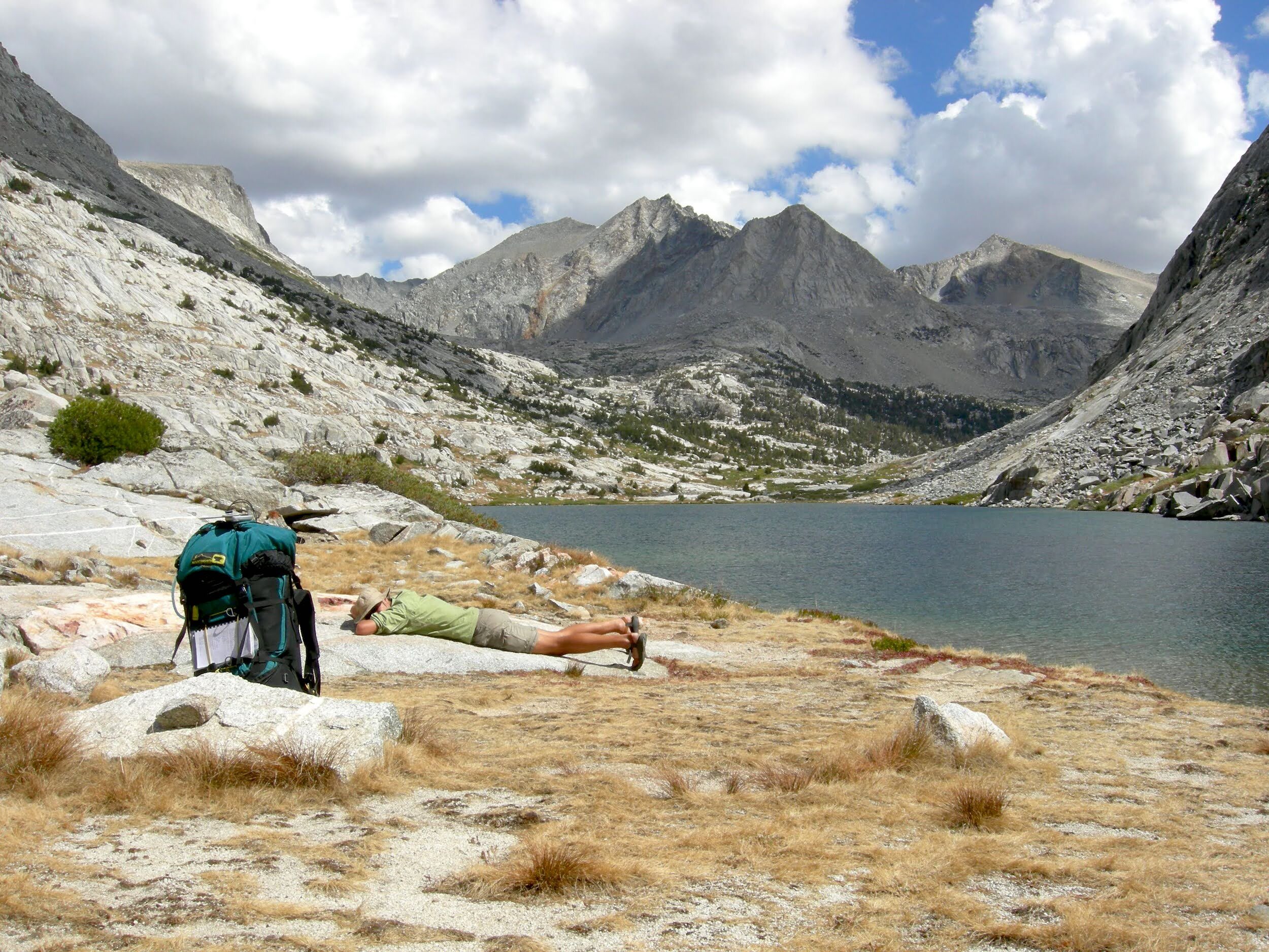 Andrew lizarding during a hiking break