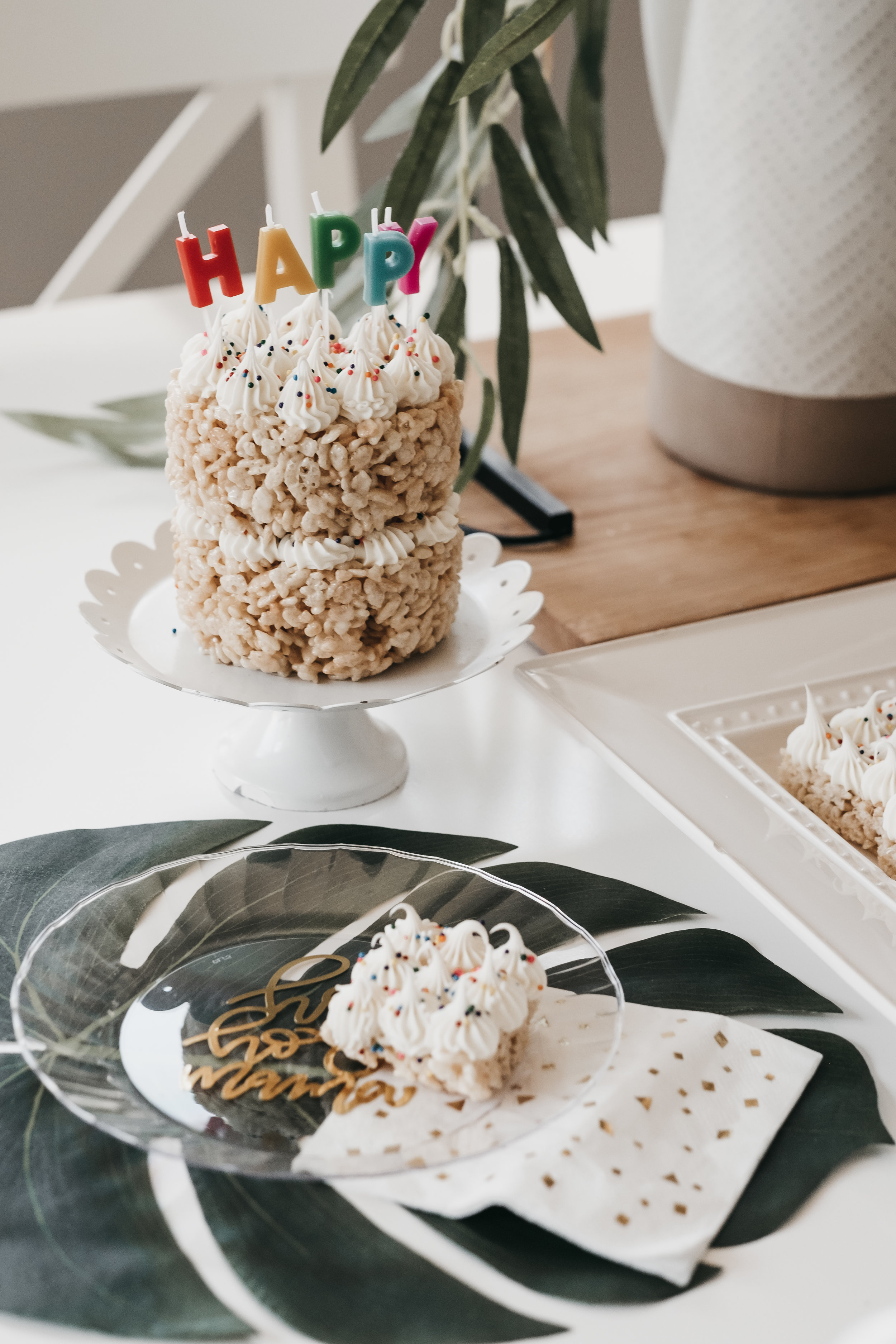 Vegan Rice Krispie Birthday Cake