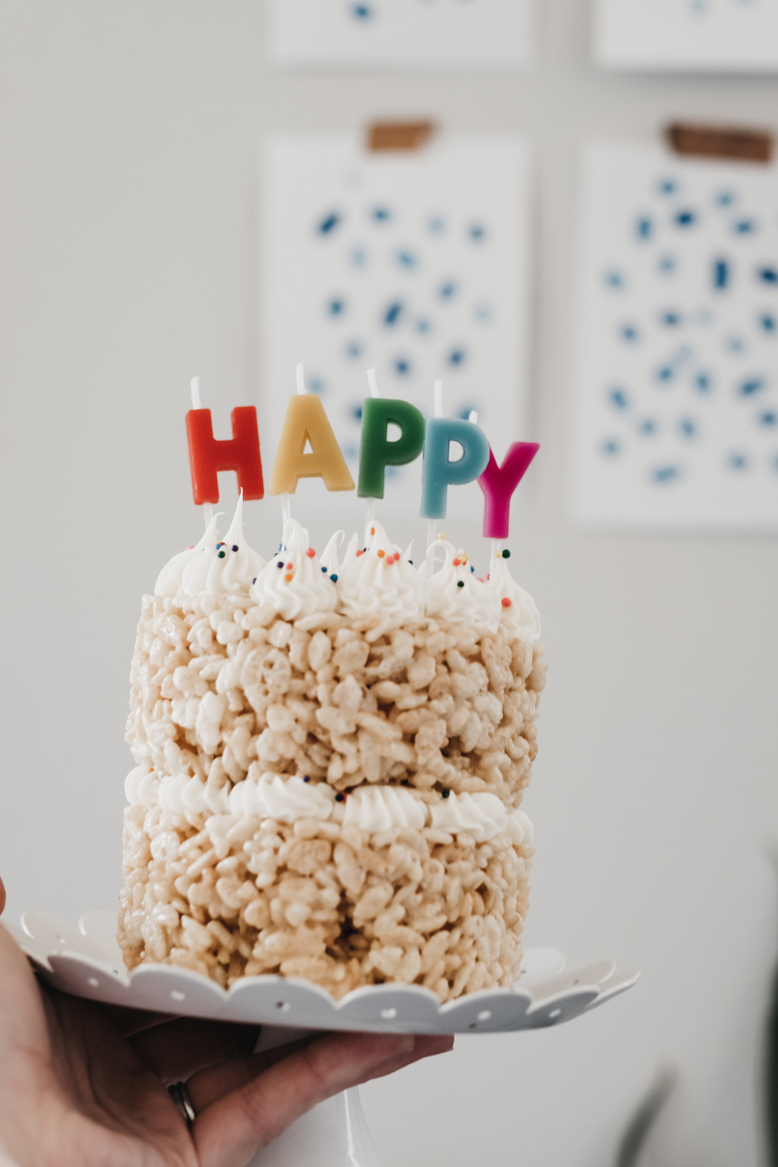 Vegan Rice Krispie Birthday Cake