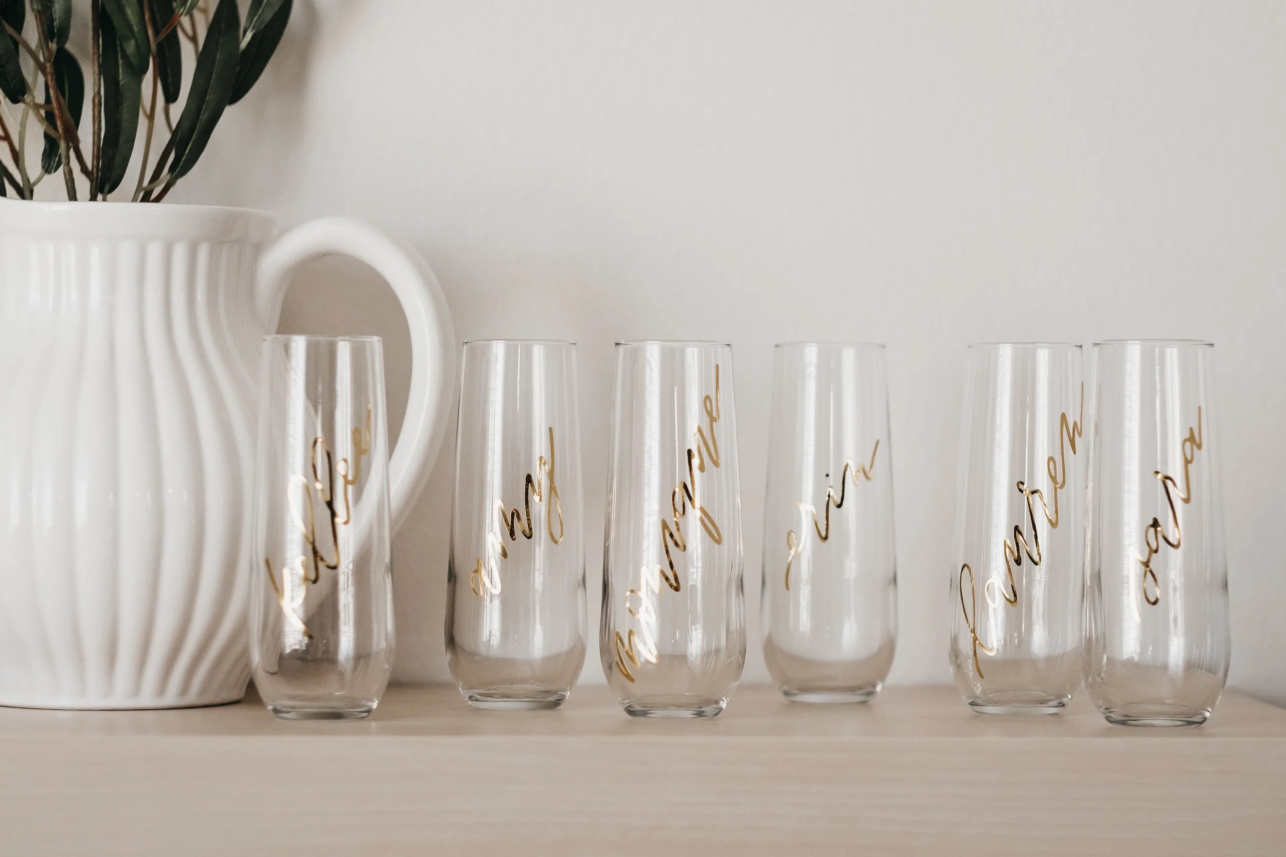 Gold Personalized Champagne Flutes