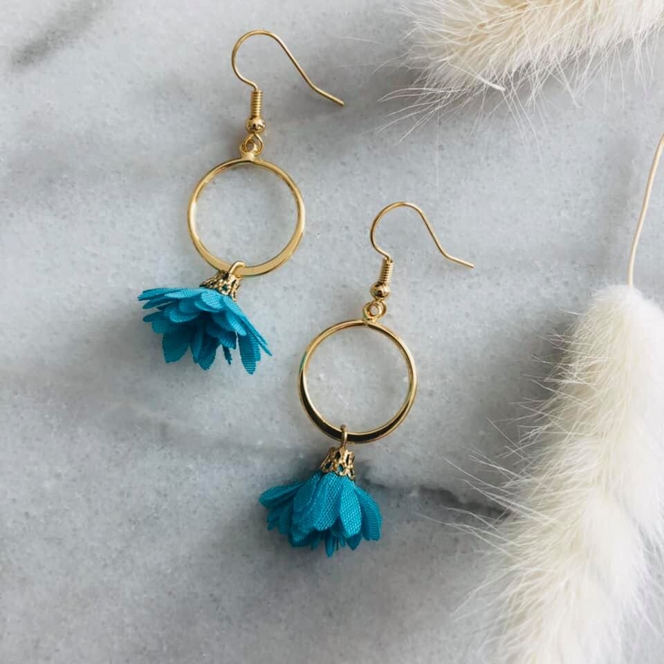 Blue Fabric Tassel Drop