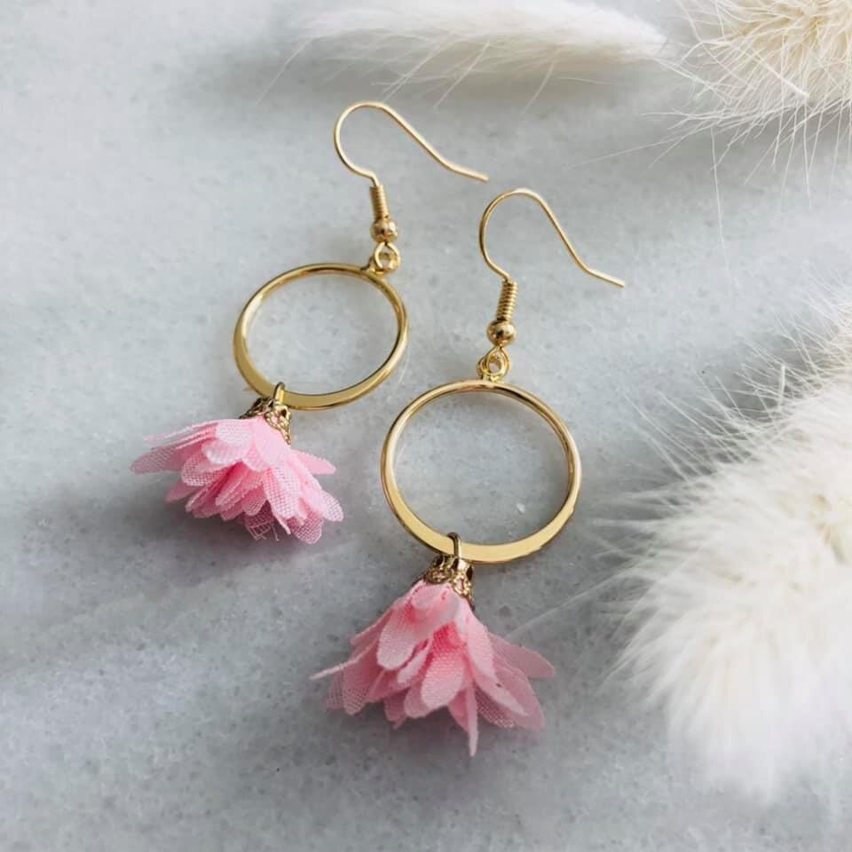 Pink Fabric Tassel Drop