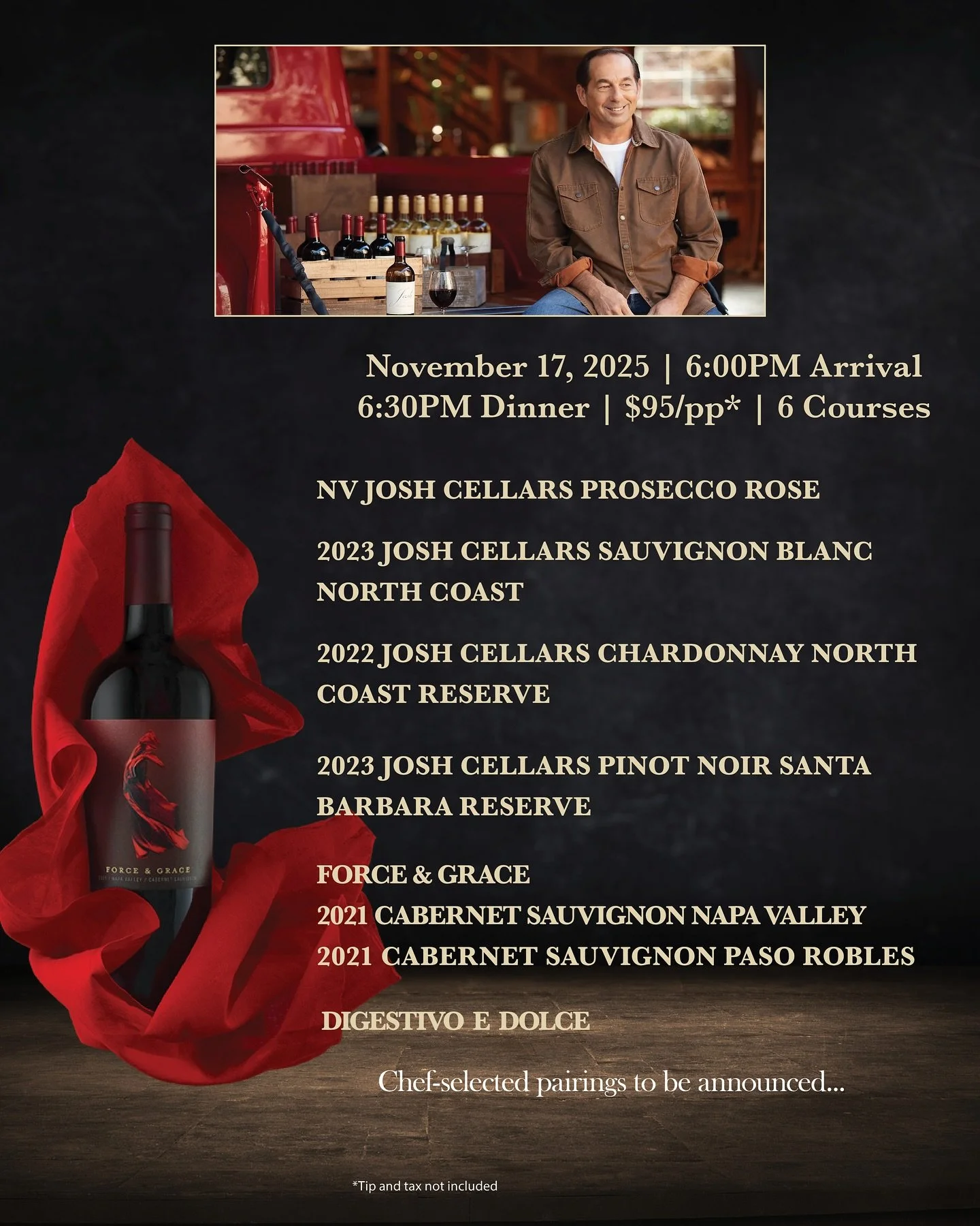 #pastapane x #joecarr 

That&rsquo;s right! It&rsquo;s that time again 🍷

Join us Monday, November 17th for yet another unforgettable evening of fine wines perfectly paired with a curated menu!
Reserve your spot and raise a glass with us! 🥂 

Ticke