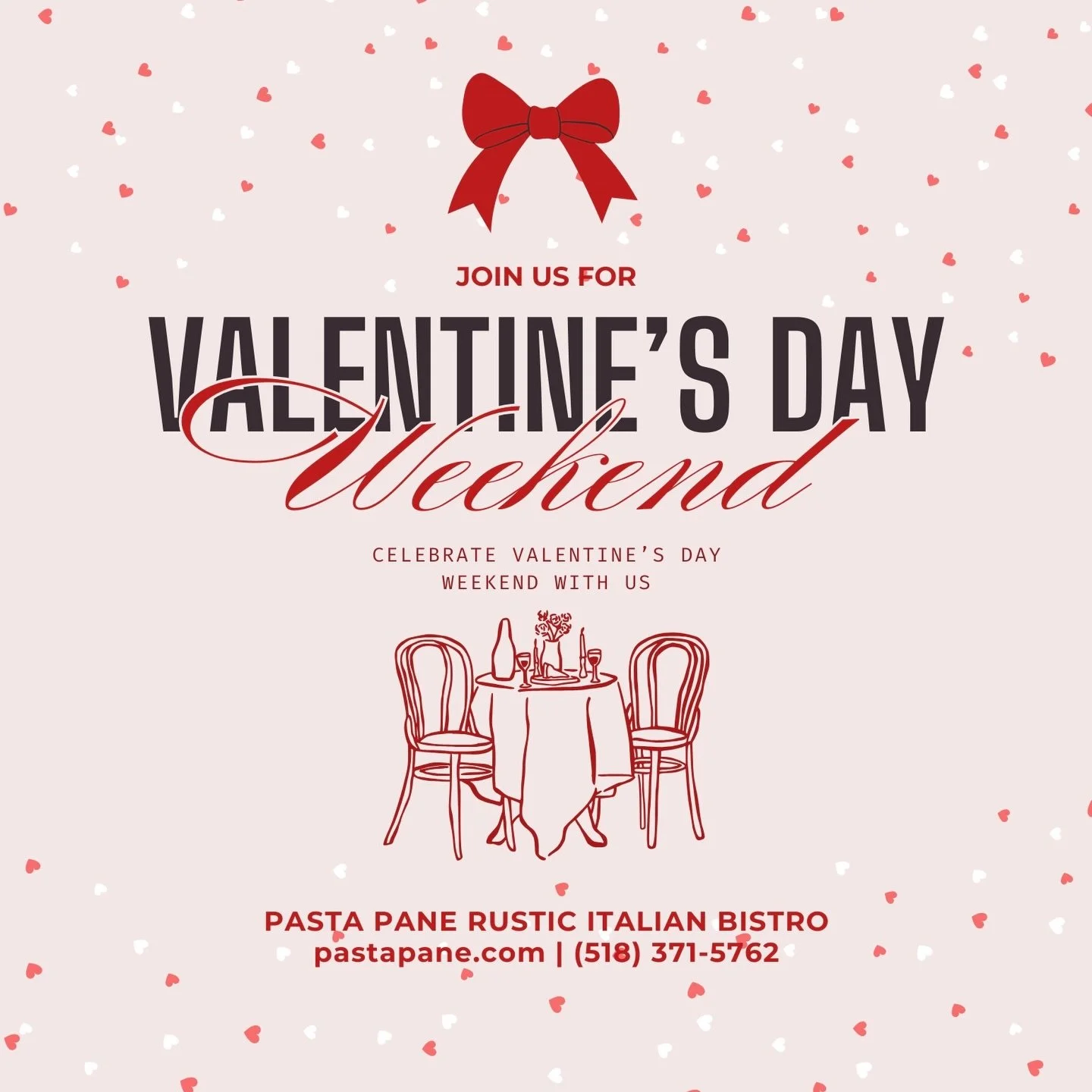 #pastapane
Valentine&rsquo;s Day is right around the corner 💘
Celebrate love, great food, and unforgettable moments with us. 🥂
Reservations are filling up, book your table today.

#valentinesday #rusticitalianbistro #eatlocal #saratoga_ny