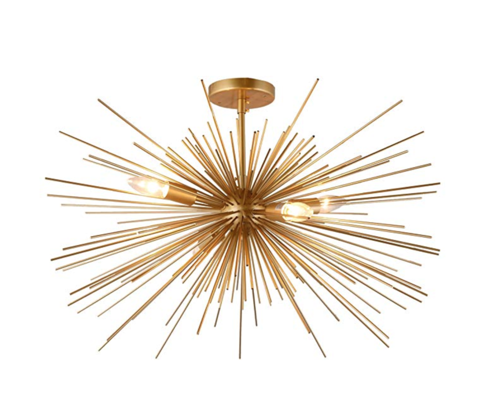  Gold Spike Starburst Light Mid Century