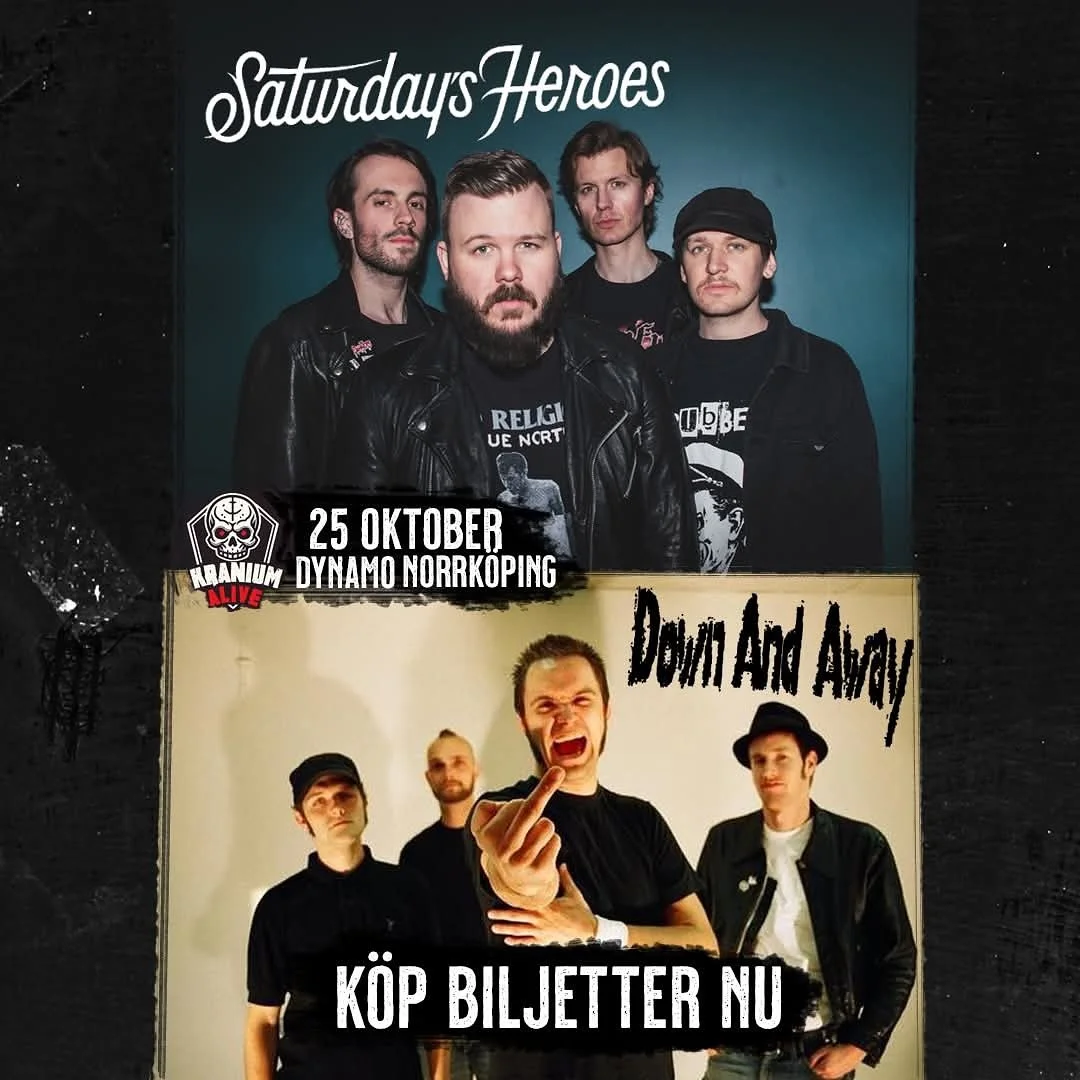 Norrk&ouml;ping, nu &auml;r det mindre &auml;n en vecka kvar tills vi och Down And Away spelar p&aring; Dynamo!

K&ouml;p biljetter nu! (l&auml;nk i bio) 🔥