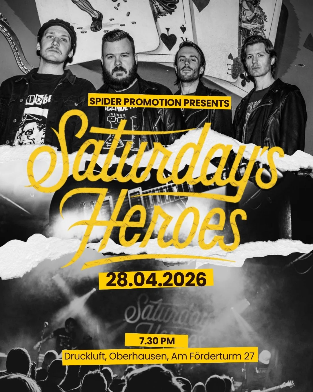 We will play at @drucklufthaus in Oberhausen this april! 🔥
Hopefully the ceiling is high enough for Daniel 😉

Catch us on tour this spring:

28.04.26 Oberhausen / Druckluft
30.04.26 Saarbrucken / Karateklub Meier
01.05.26 G&ouml;ttingen / N&ouml;rg