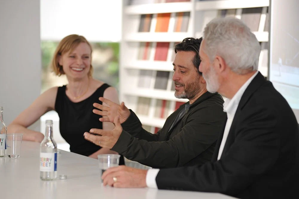 Above (L to R): Annie Warburton, Jay Osgerby, Andrew Brewerton. Image credit Millikan.
