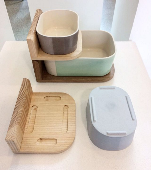 Bookend + Storage, ceramics and wood by Joyce Chang