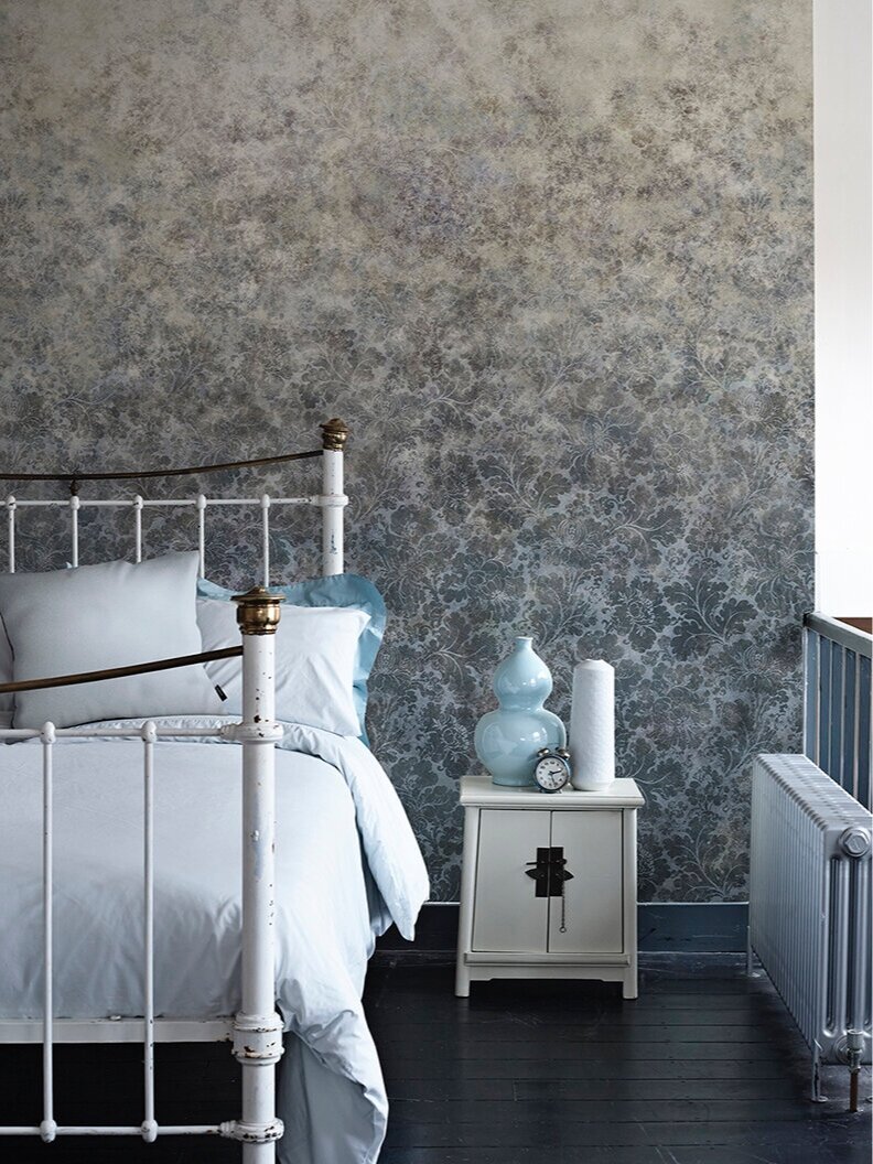 Cranford Damask Petrol Blue Wallpaper Mural