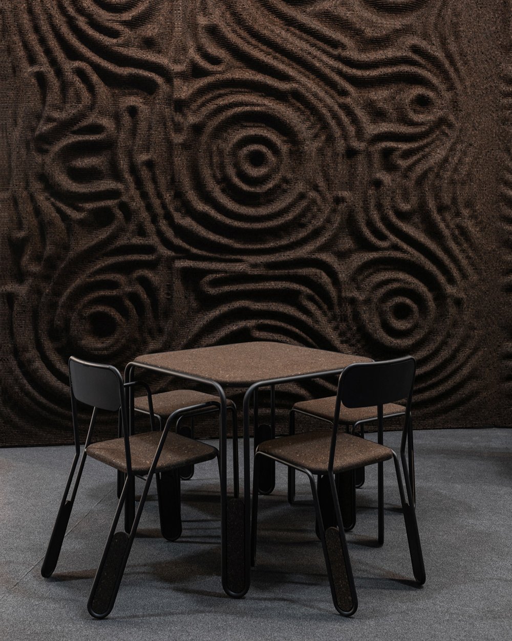 Corkbiomorph by SPECTROOM for Gencork and Falca Chair and Table by Toni Grilo for Blackcork (Image: Pedro Machado)