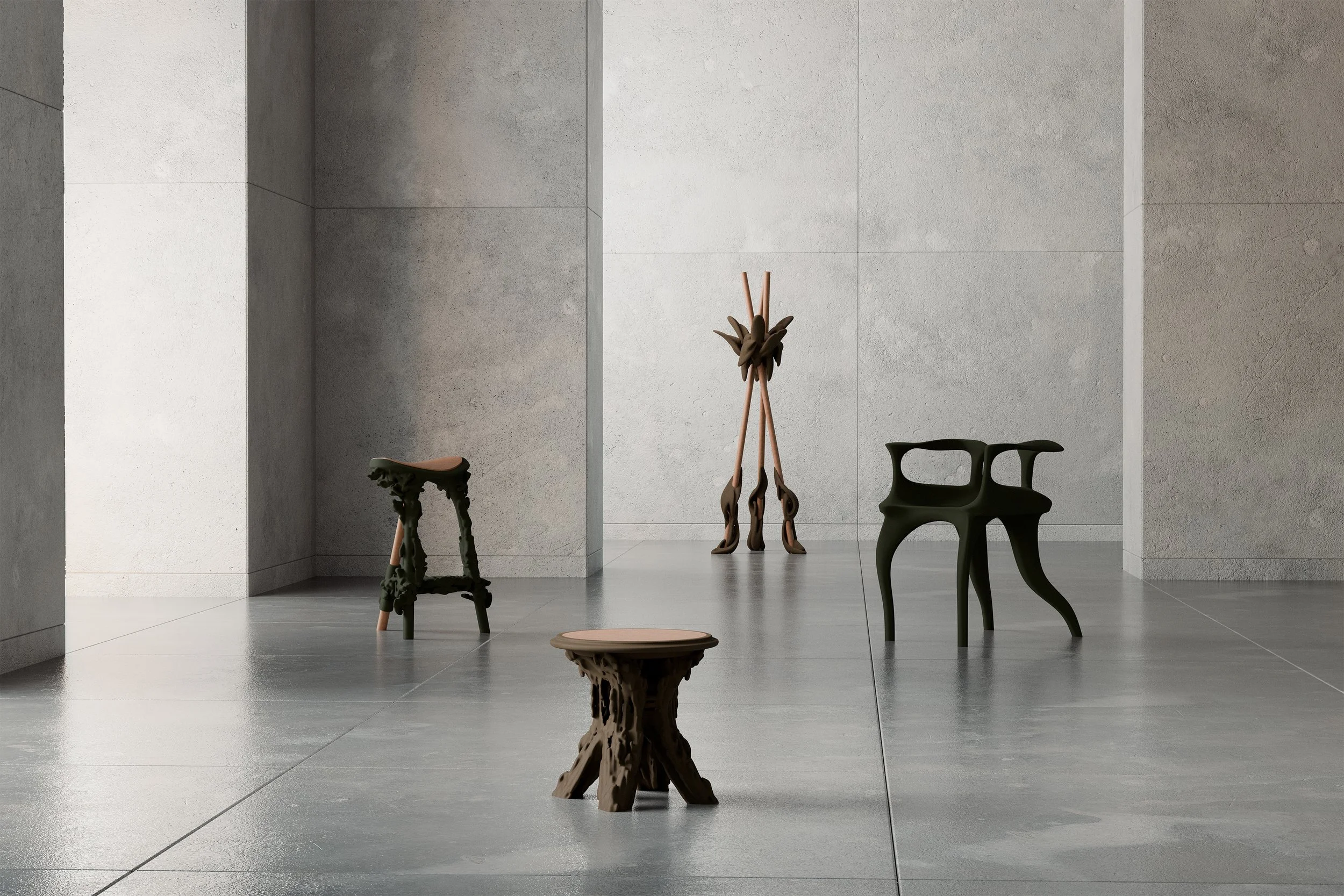 Wedge Studio Unveils Epoch Collection: 3D-Printed Sculptural Furniture in Sand