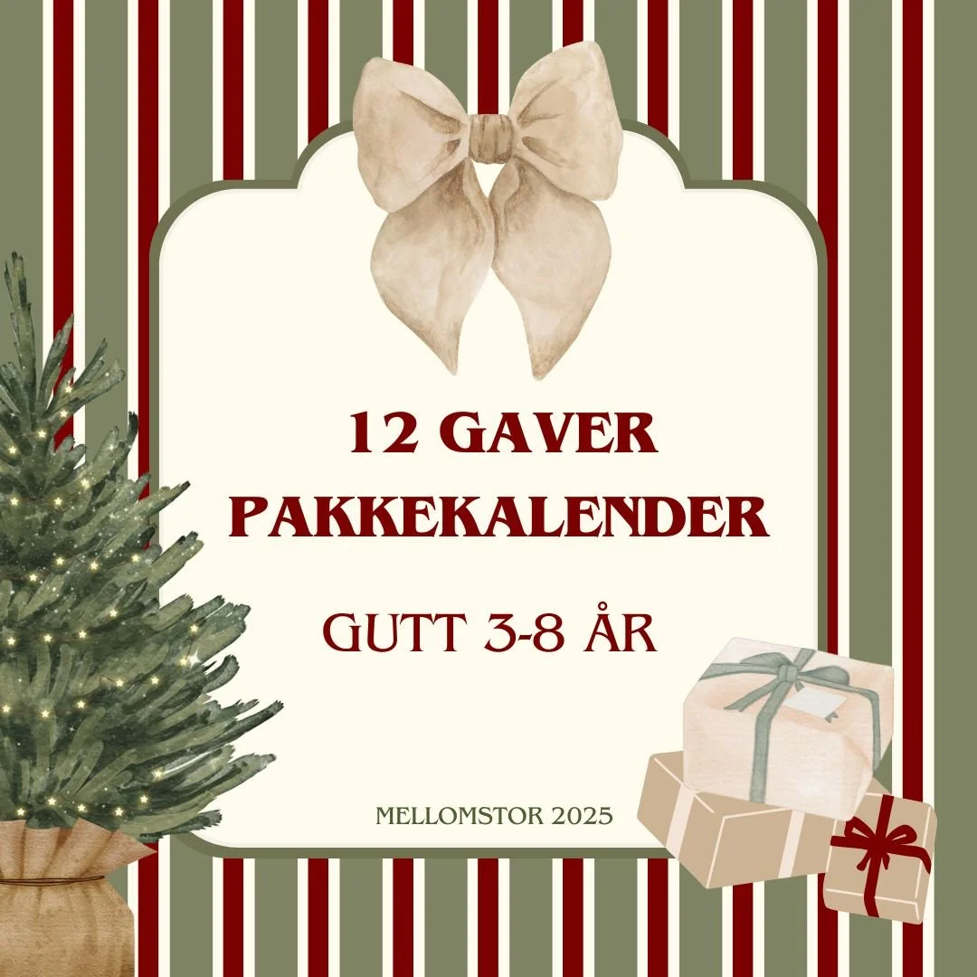 Pakkekalender 2025 med 12 gaver - gutt 3-8 år