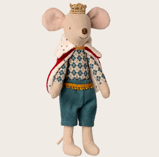 Maileg mus - konge med krone og kappe