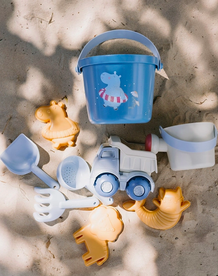 Bøttesett med tilbehør - blått Hippo