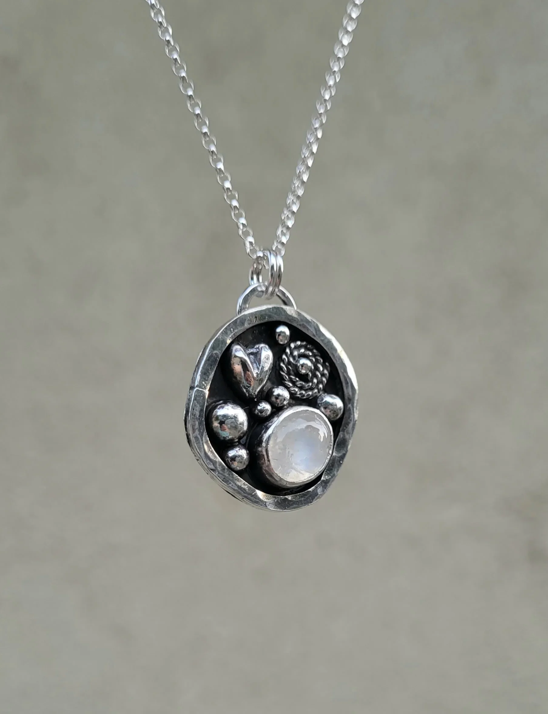Moonstone Hearts Necklace - The Silver Tale - Sterling Silver gemstone jewelry 2.webp