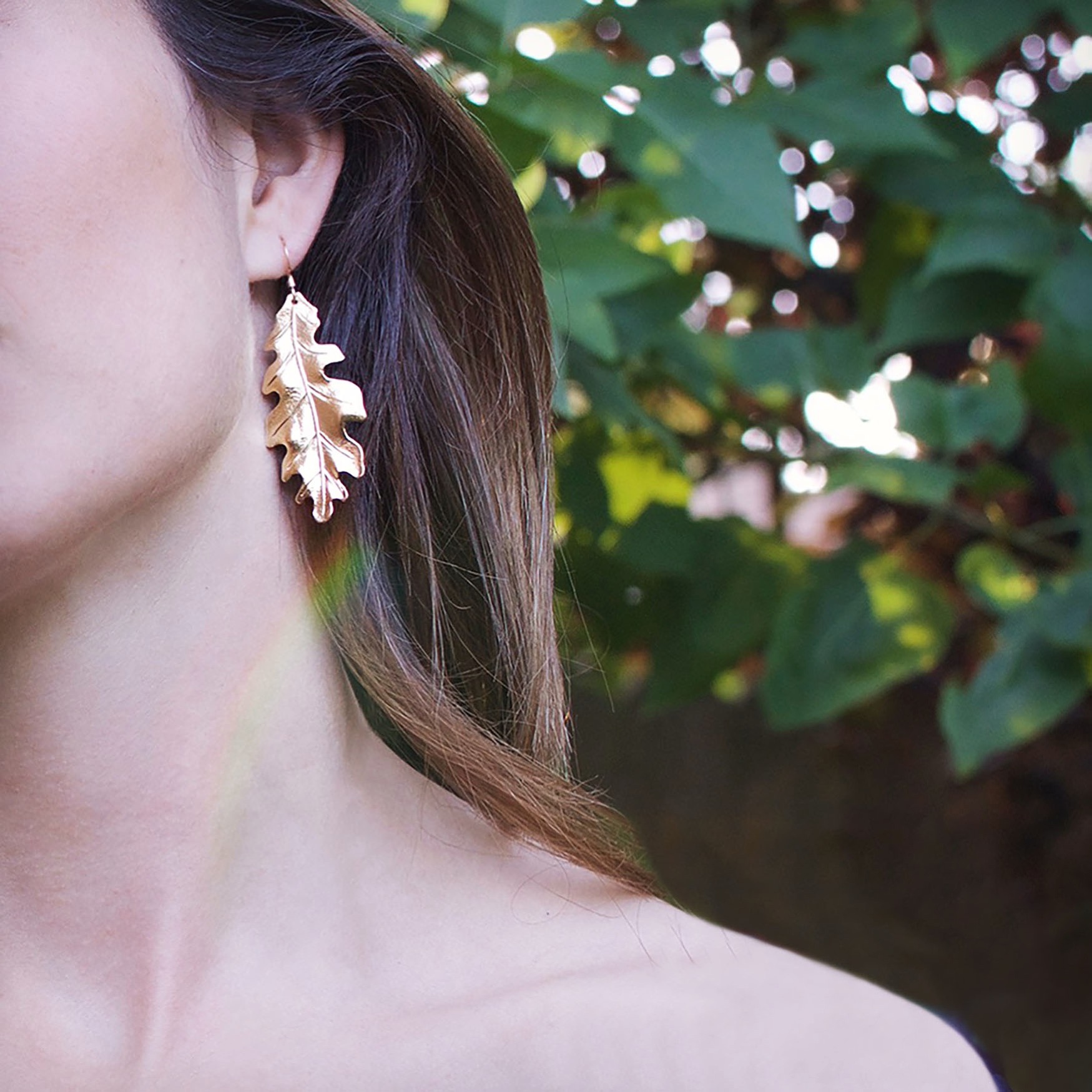 Large Oak Leaf Gold Earrings.JPG