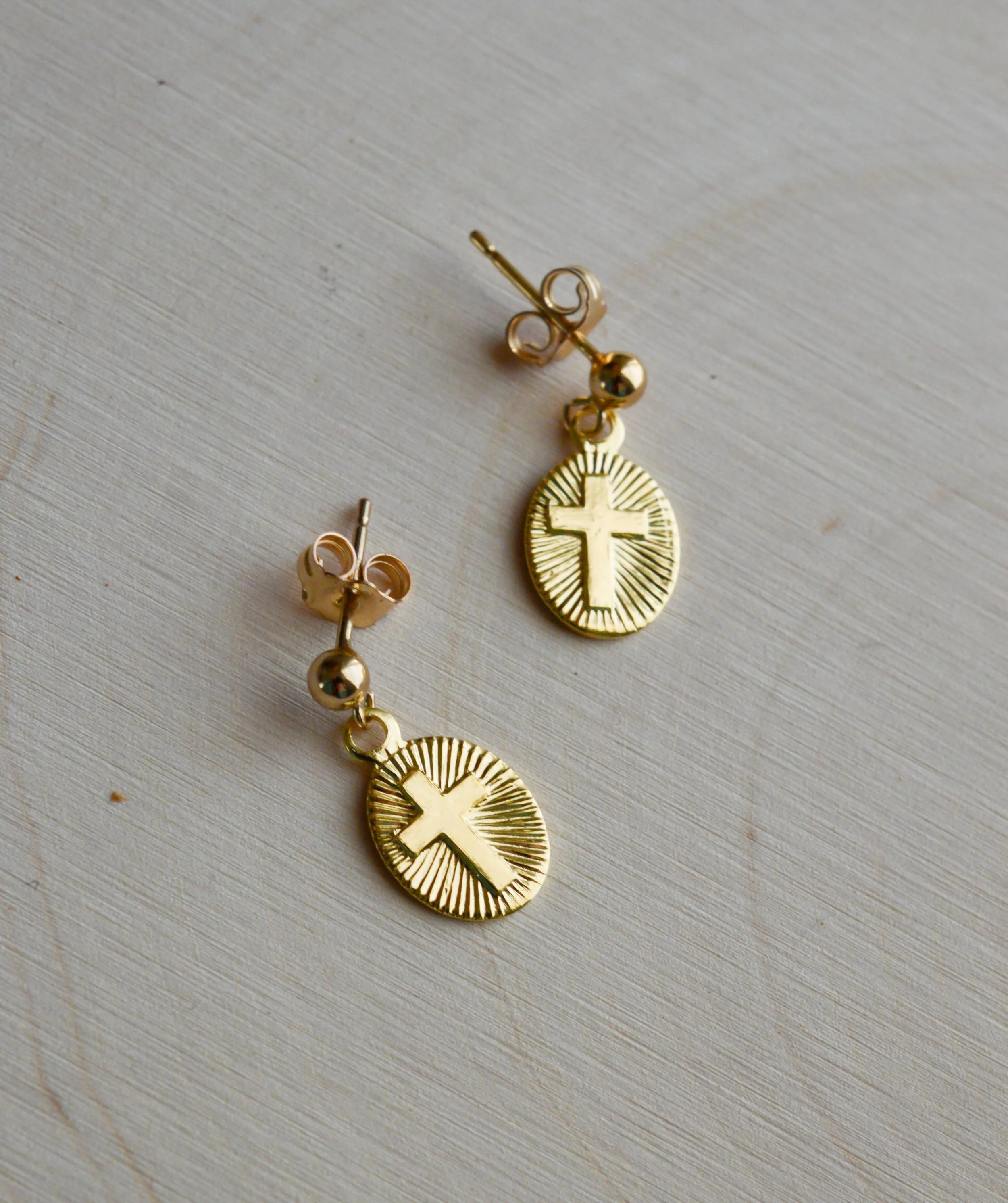 Shining Cross Post Earrings Gold 1.jpg