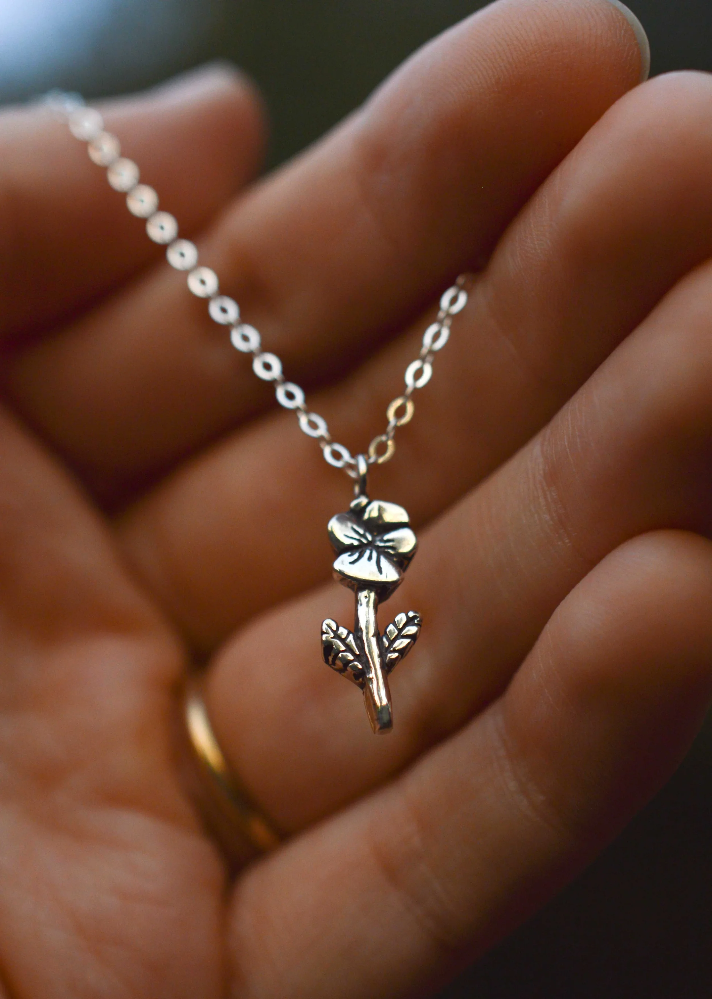 The Silver Tale Jewelry Small Pansy Flower Necklace Sterling Silver 2.webp