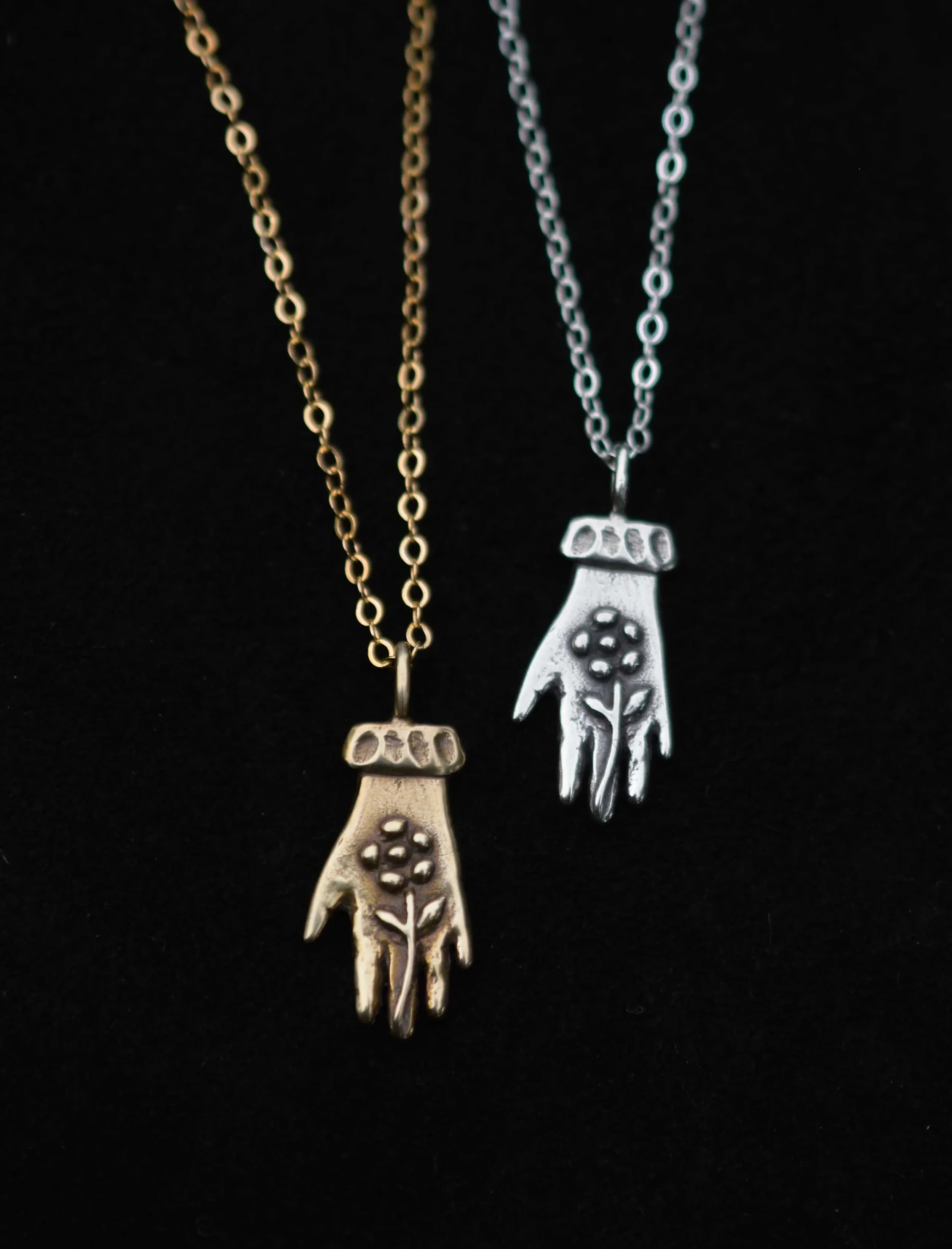Picking Flowers Necklace - The Silver Tale - Sterling Silver Hand Necklace 5.webp