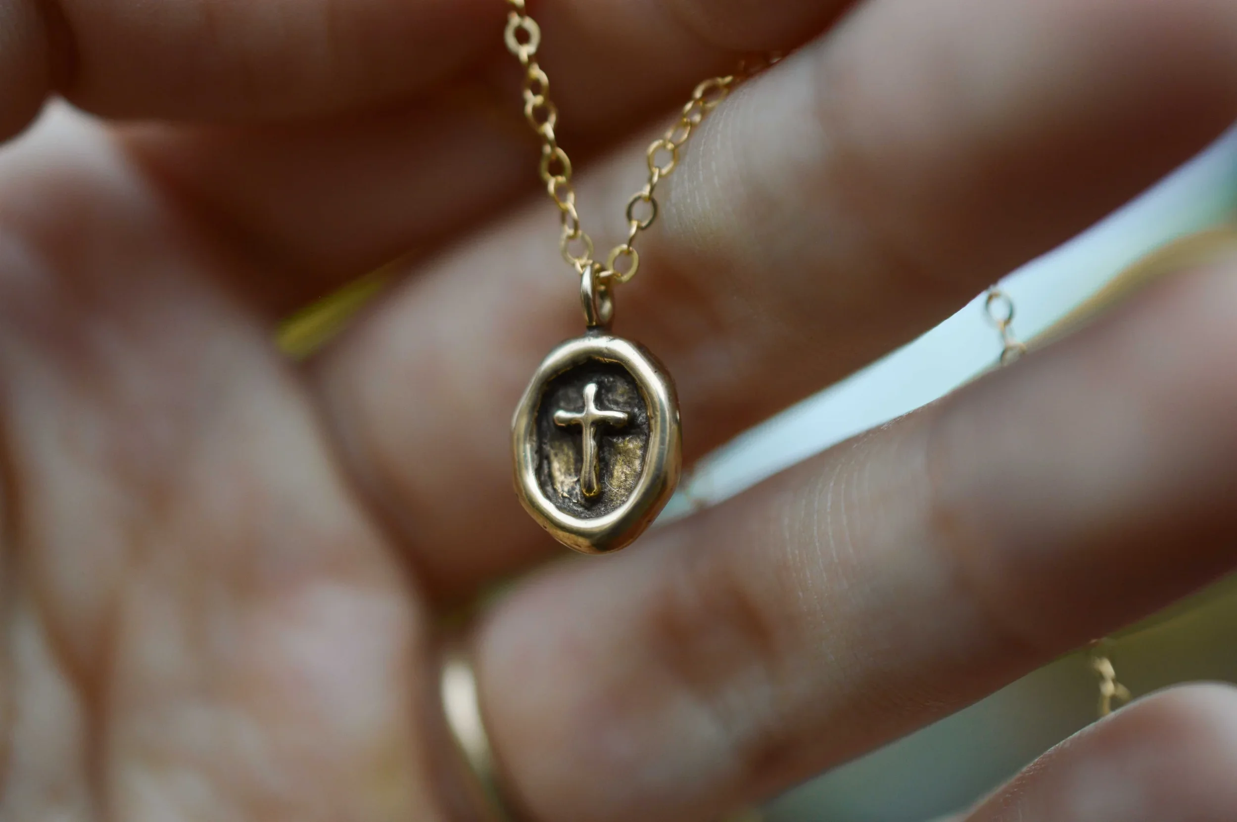The Silver Tale Jewelry Small Cross Necklace Bronze 2.webp