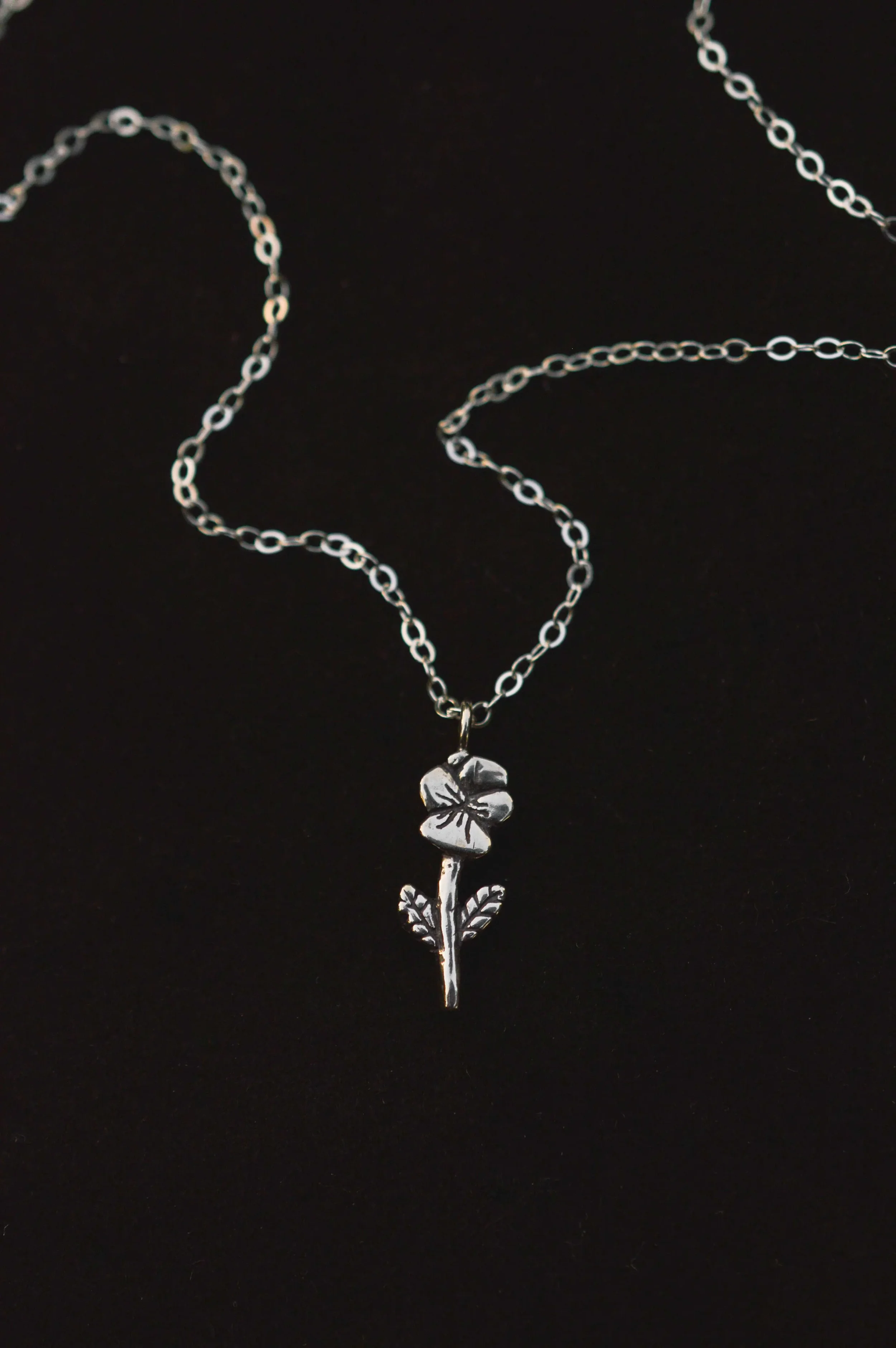 The Silver Tale Jewelry Small Pansy Flower Necklace Sterling Silver 3.webp