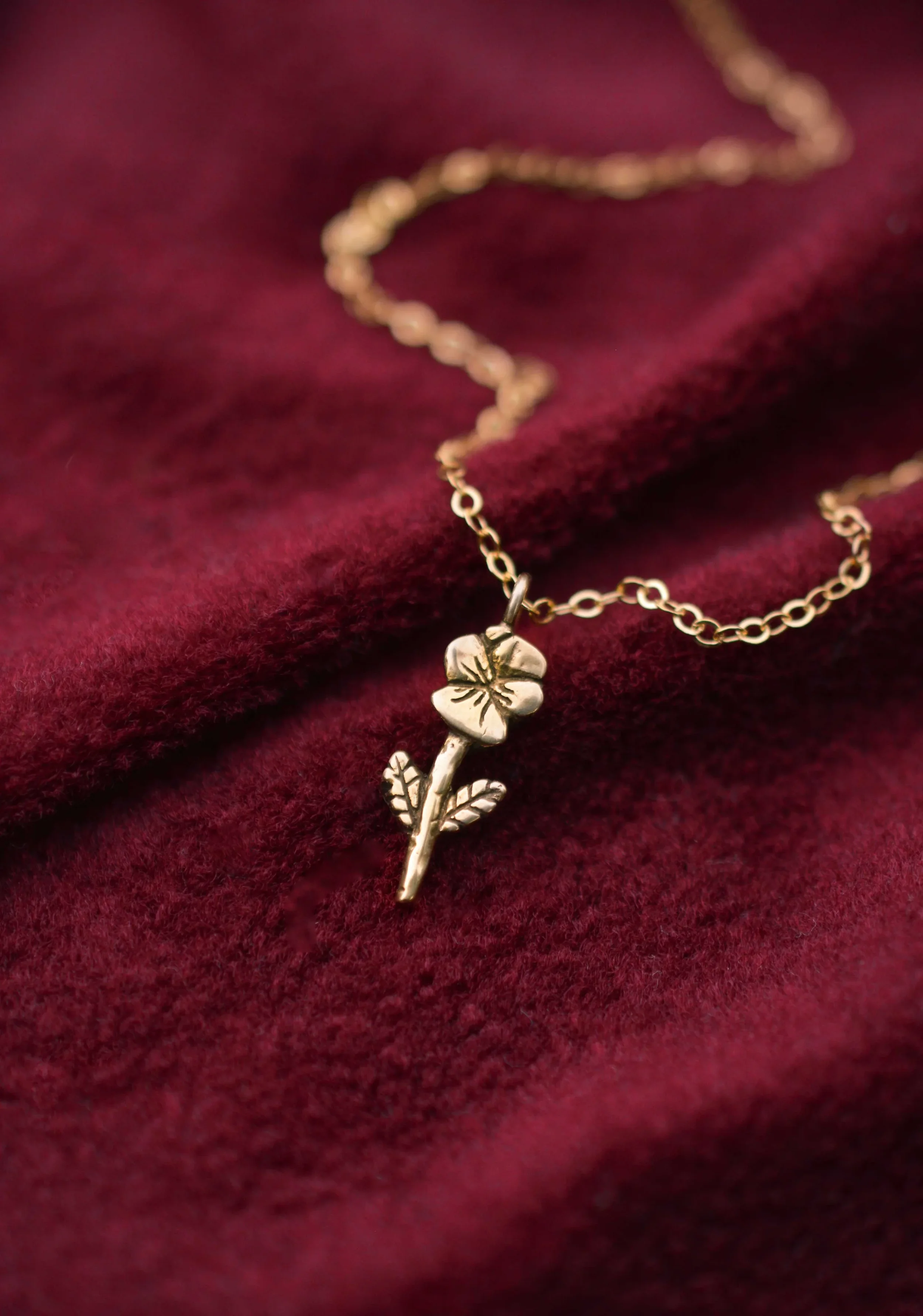 The Silver Tale Jewelry Small Pansy Flower Necklace Bronze Gold.webp