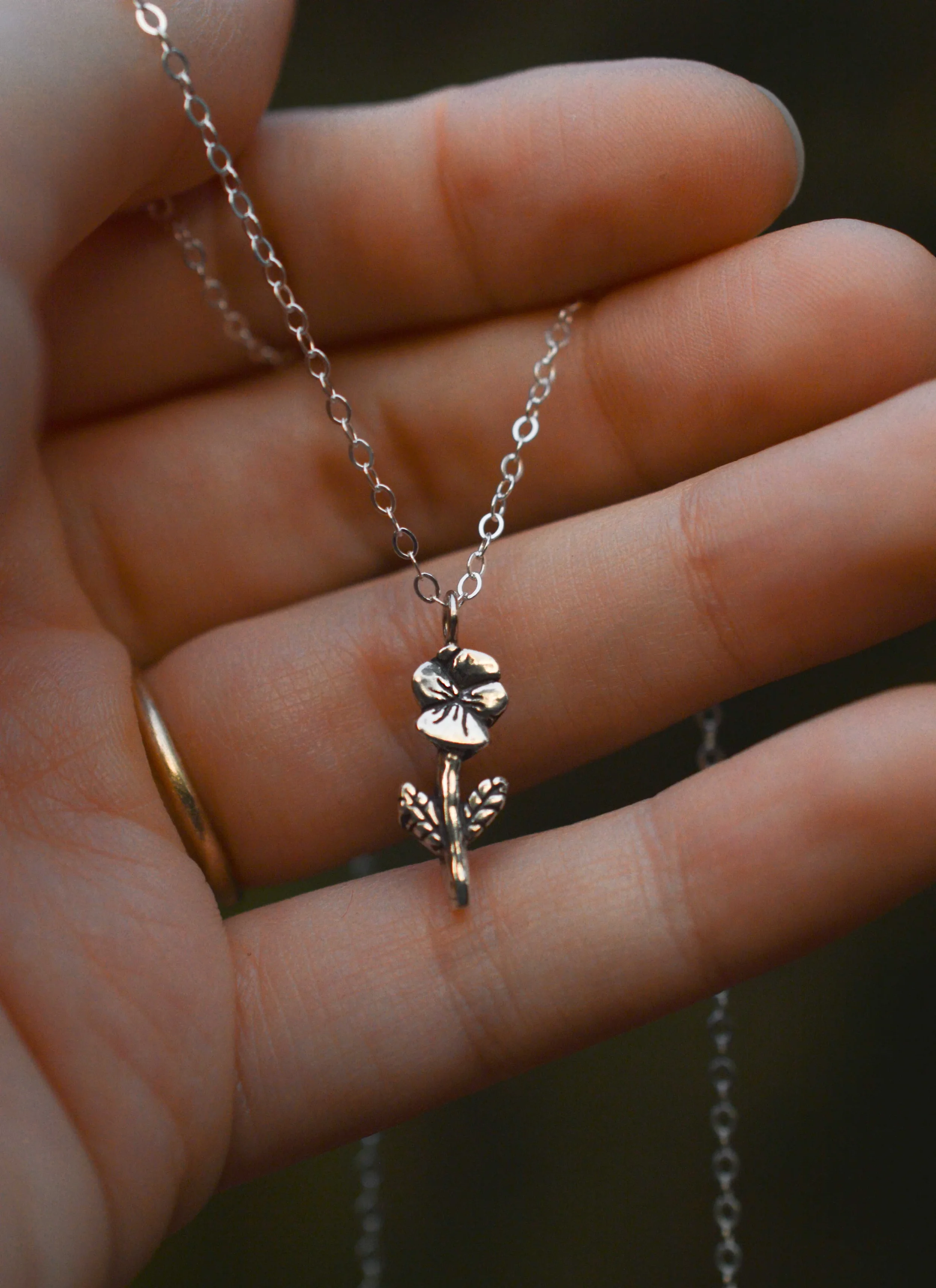 The Silver Tale Jewelry Small Pansy Flower Necklace Sterling Silver 4.webp