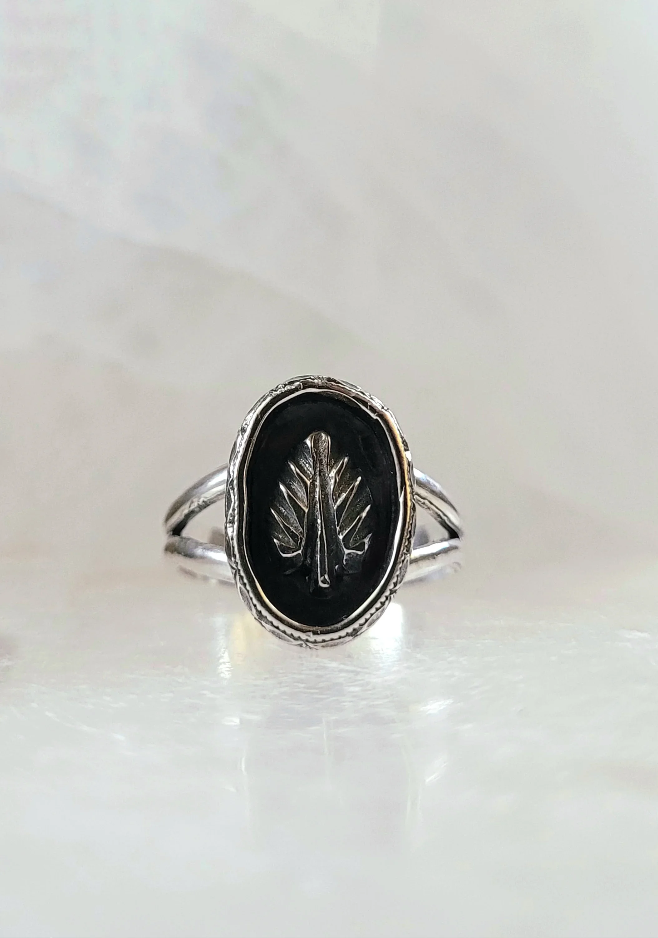 Leaf Shadowbox Ring - The Silver Tale Sterling Silver Jewelry.webp