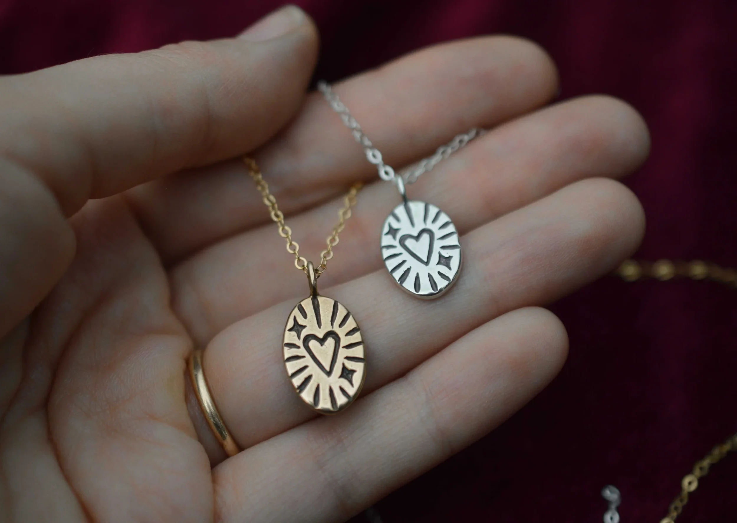 Shining Heart Necklace The Silver Tale Sterling Silver Necklace Bronze Gold.webp