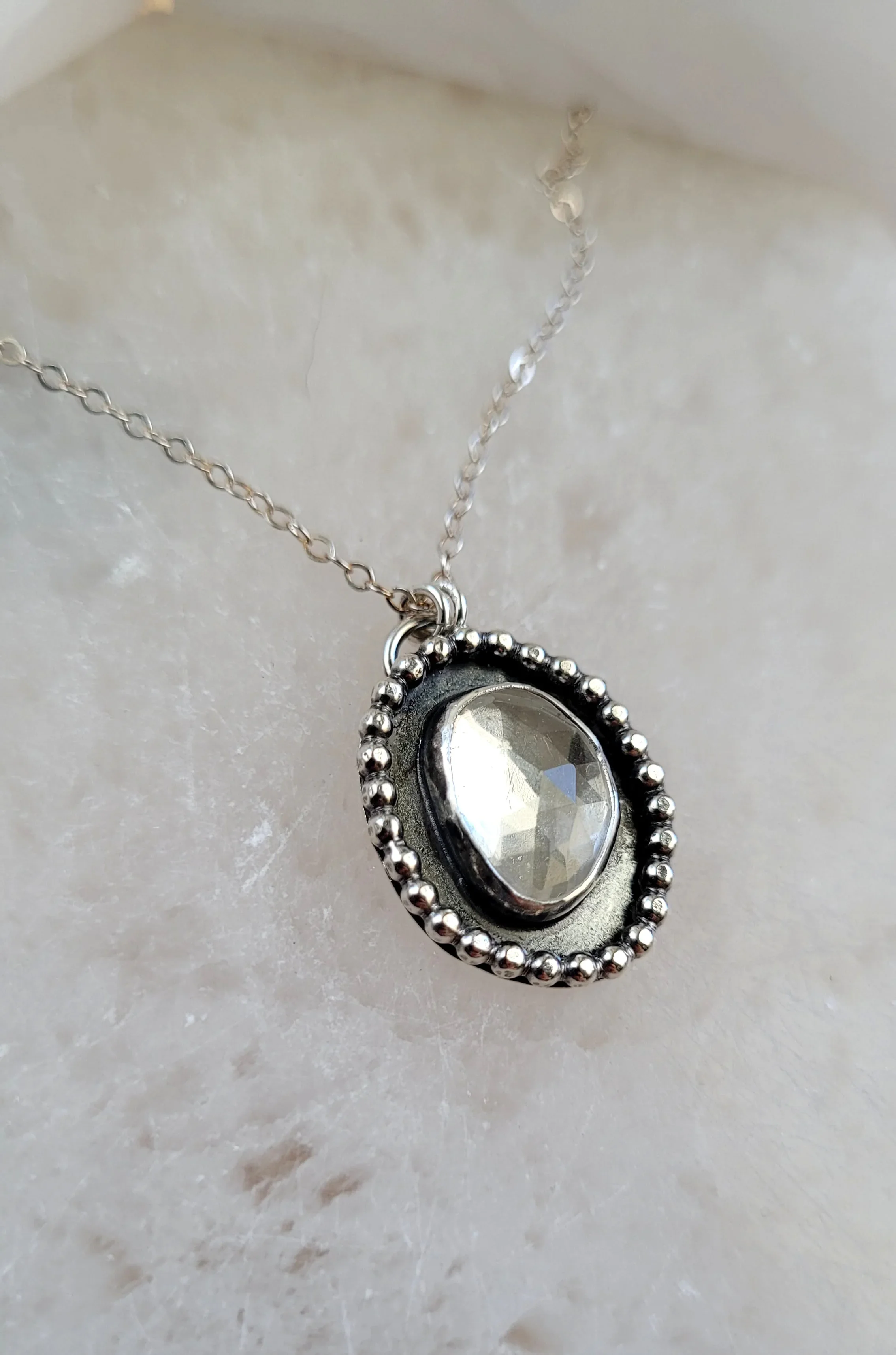 Faceted Quartz Necklace - The Silver Tale - Sterling Silver Gemstone Jewelry 2.webp
