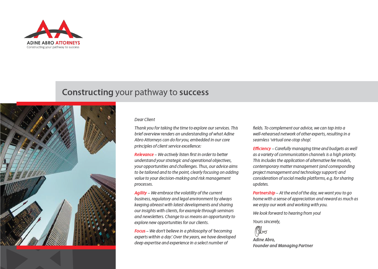 Cover page and executive summary