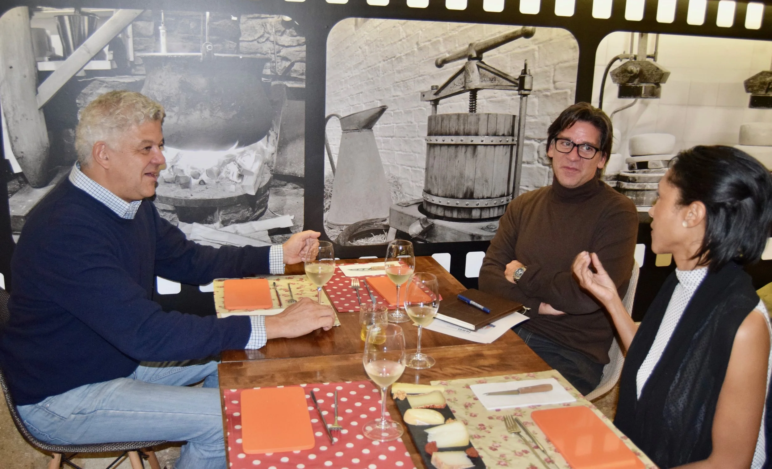 At Queijaria Cheese Shop with owner pedro cardoso and friend andre magalhaes 