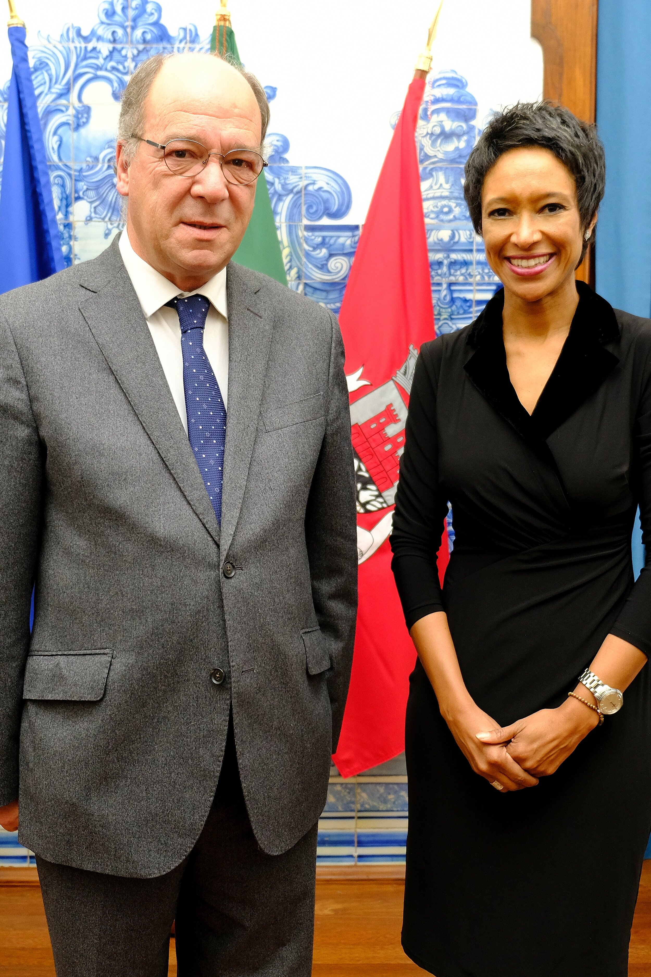 Sheree M. Mitchell with Mayor Carlos Carreiras of Cascais, Portugal