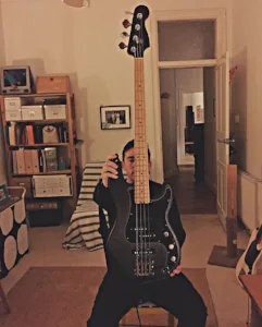Billy with his "Painted with Fire" Bass