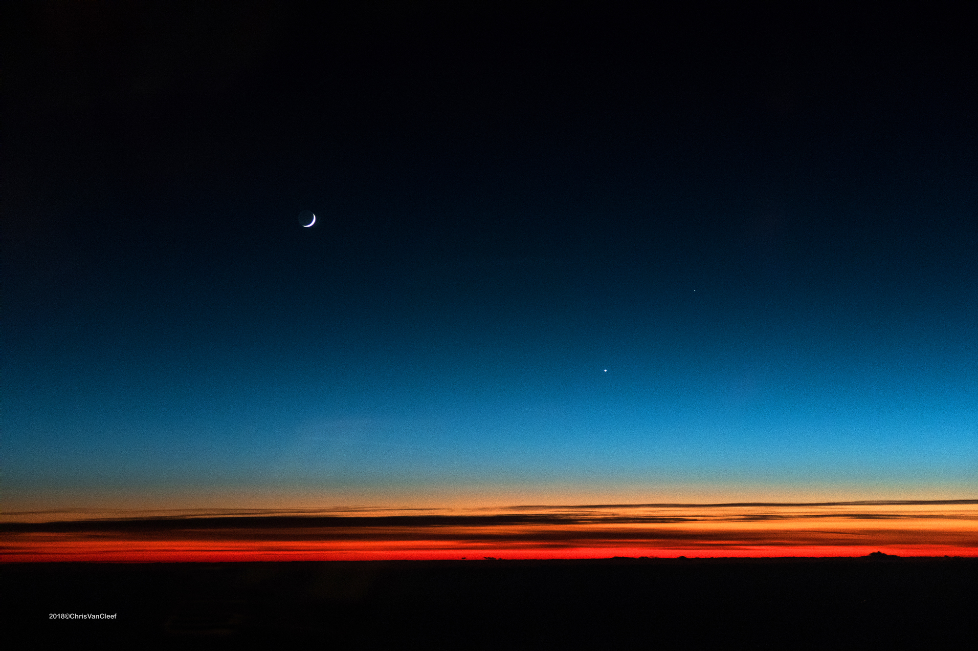 Moon and Venus above Norway