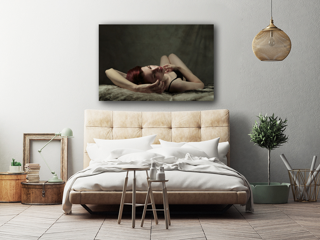 Mock up poster, hipster bedroom, 3d illustration