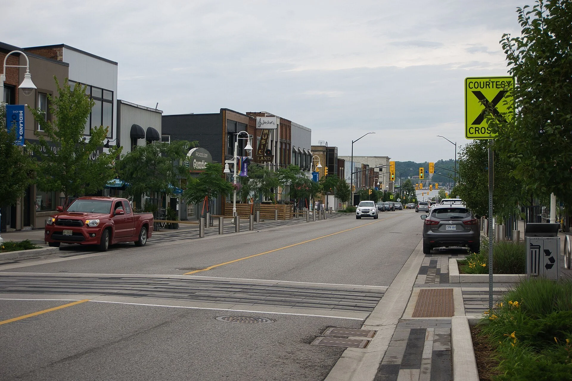 Looking northwest along King Street in downtown Midland, Ontario.