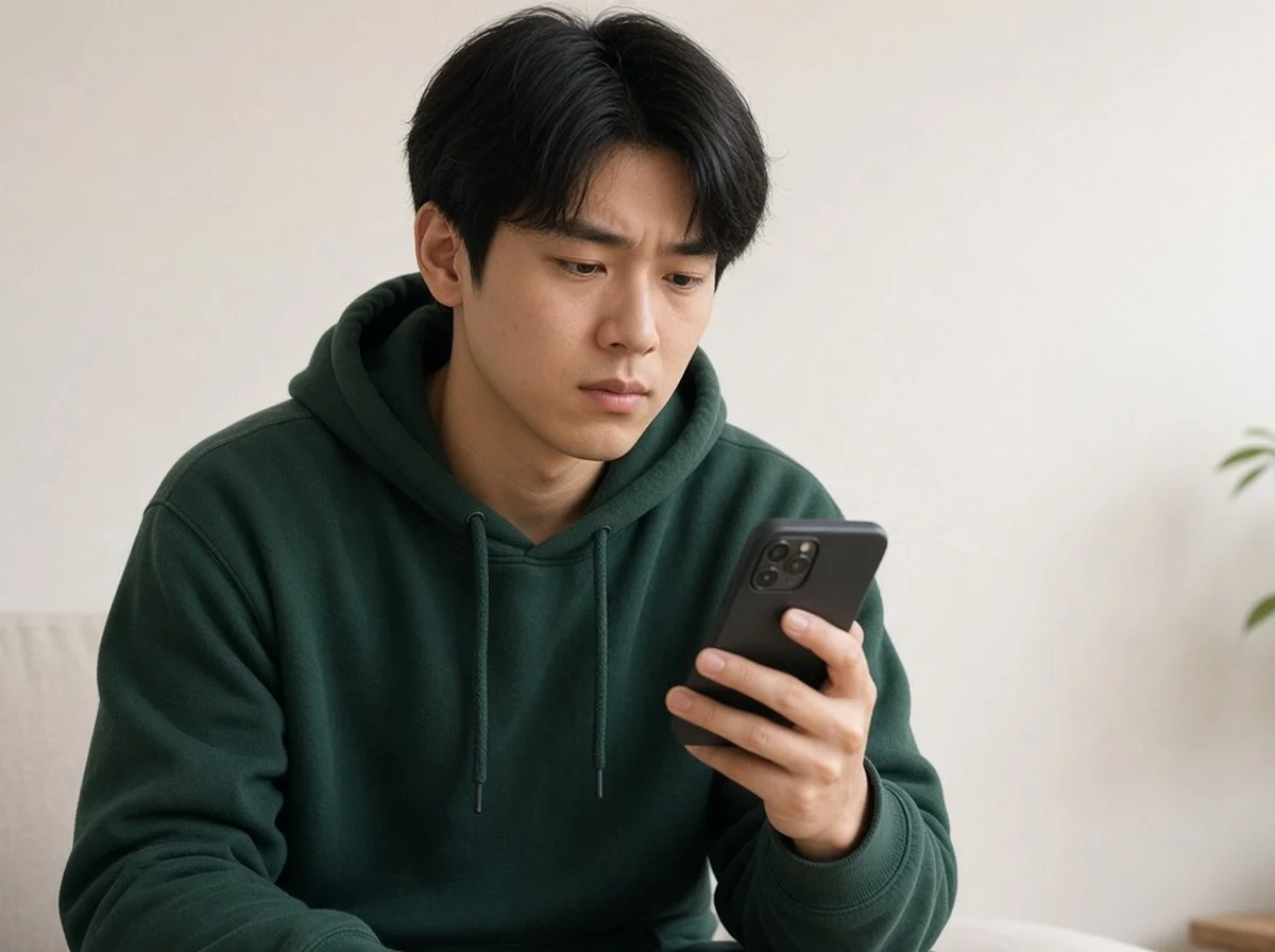 Young man checking a calendar on his phone