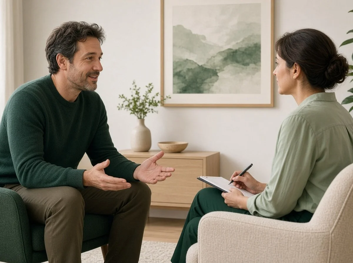 A man talking with his therapist