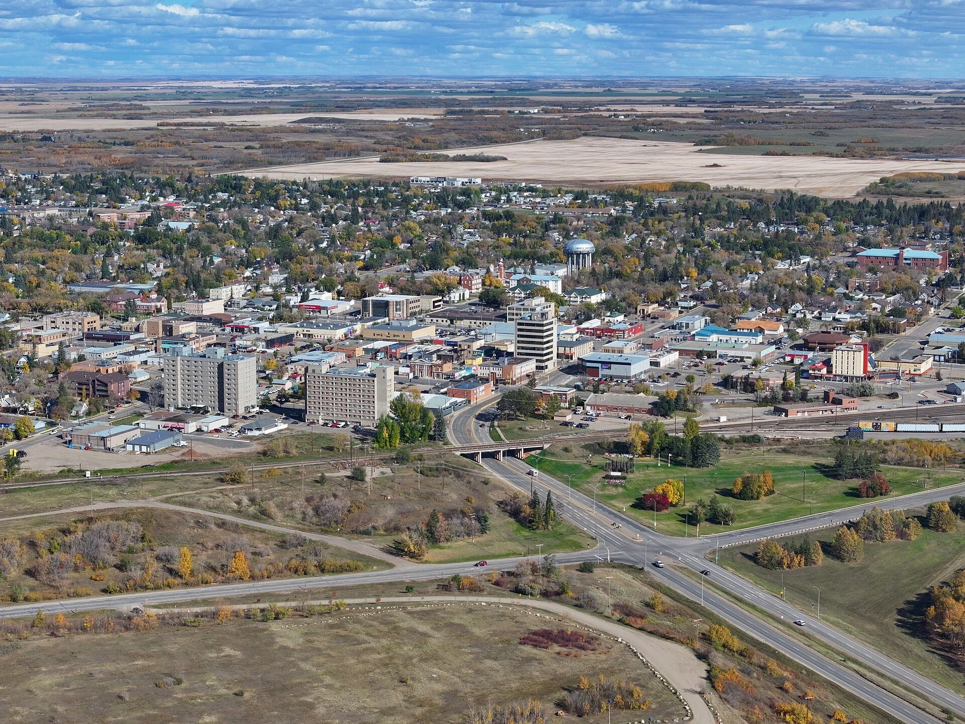 Aerial view of North Battleford, Saskatchewan.