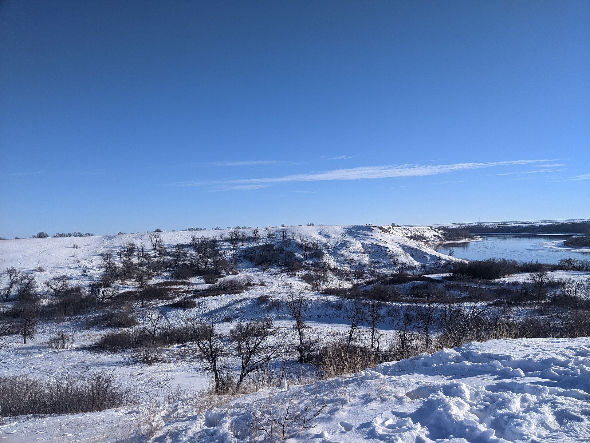 The prairie valley at Wanuskewin Heritage Park north of Saskatoon.