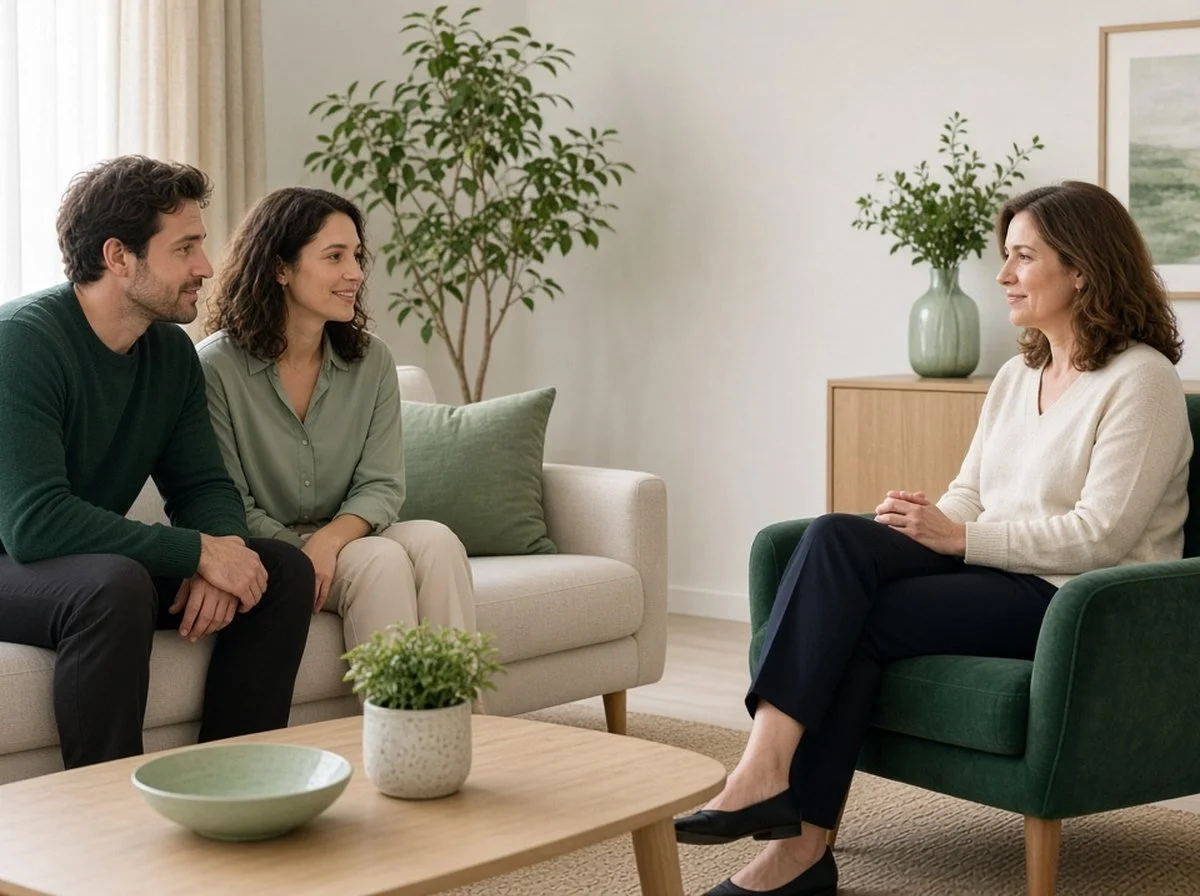 A couple talking with a counsellor